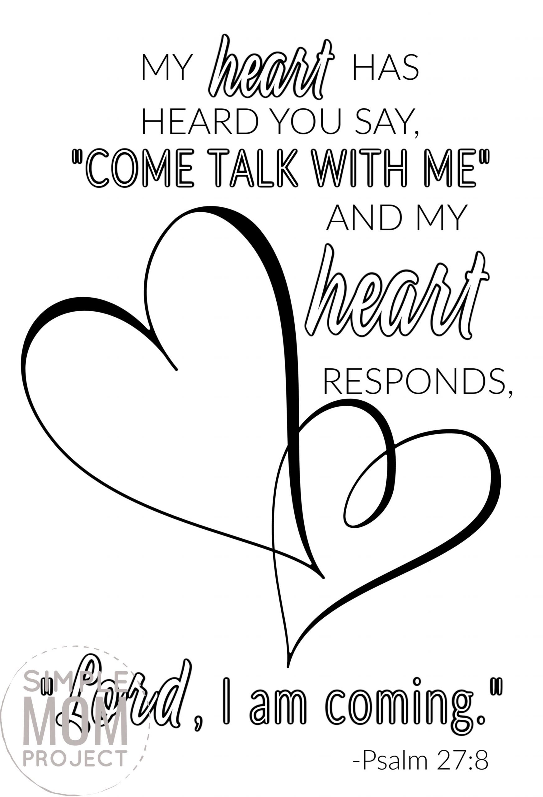 Free Printable Psalm 27 8 Bible Verse Coloring Page Simple Mom Project