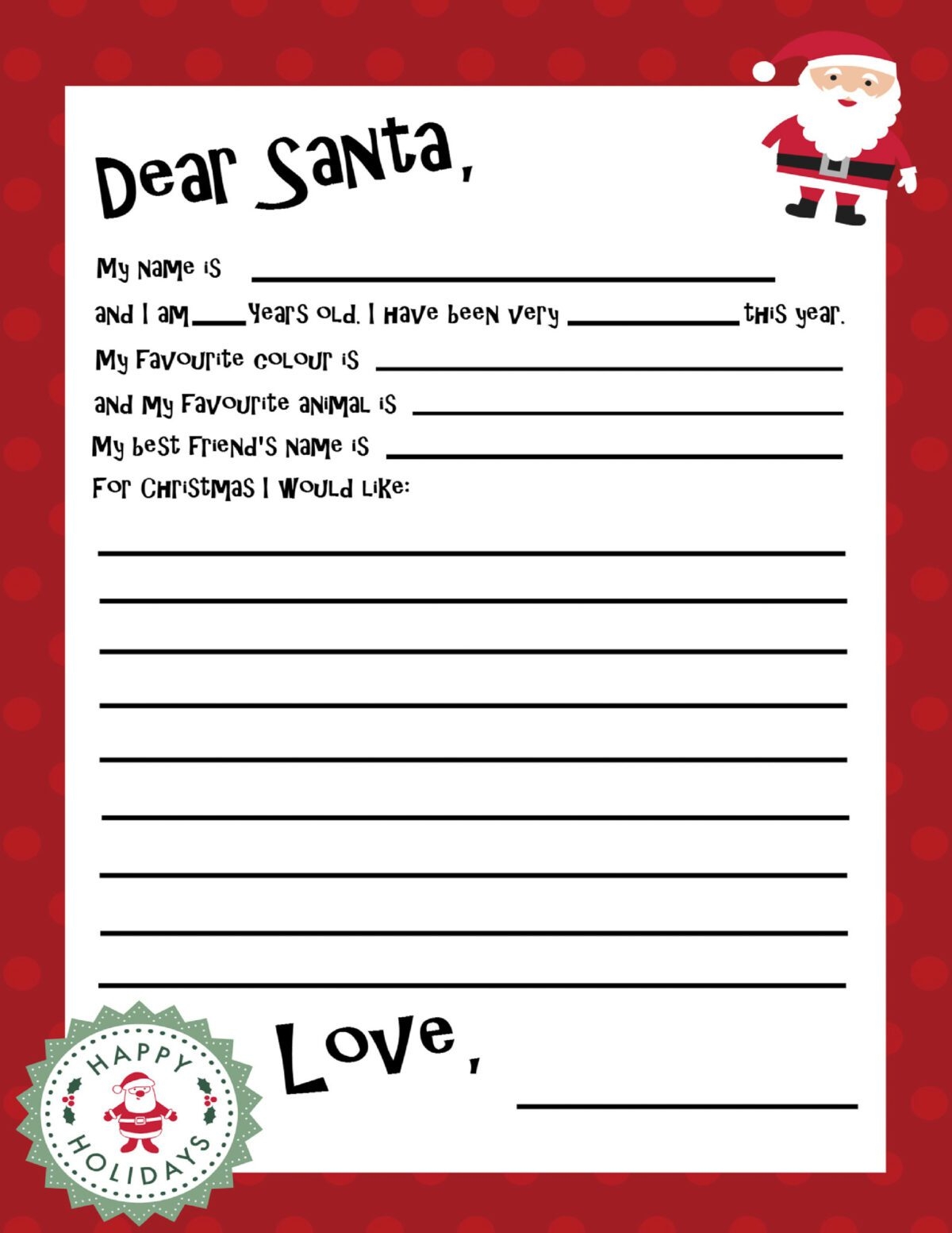 Free Printable Santa Letter Template Frugal Mom Eh 