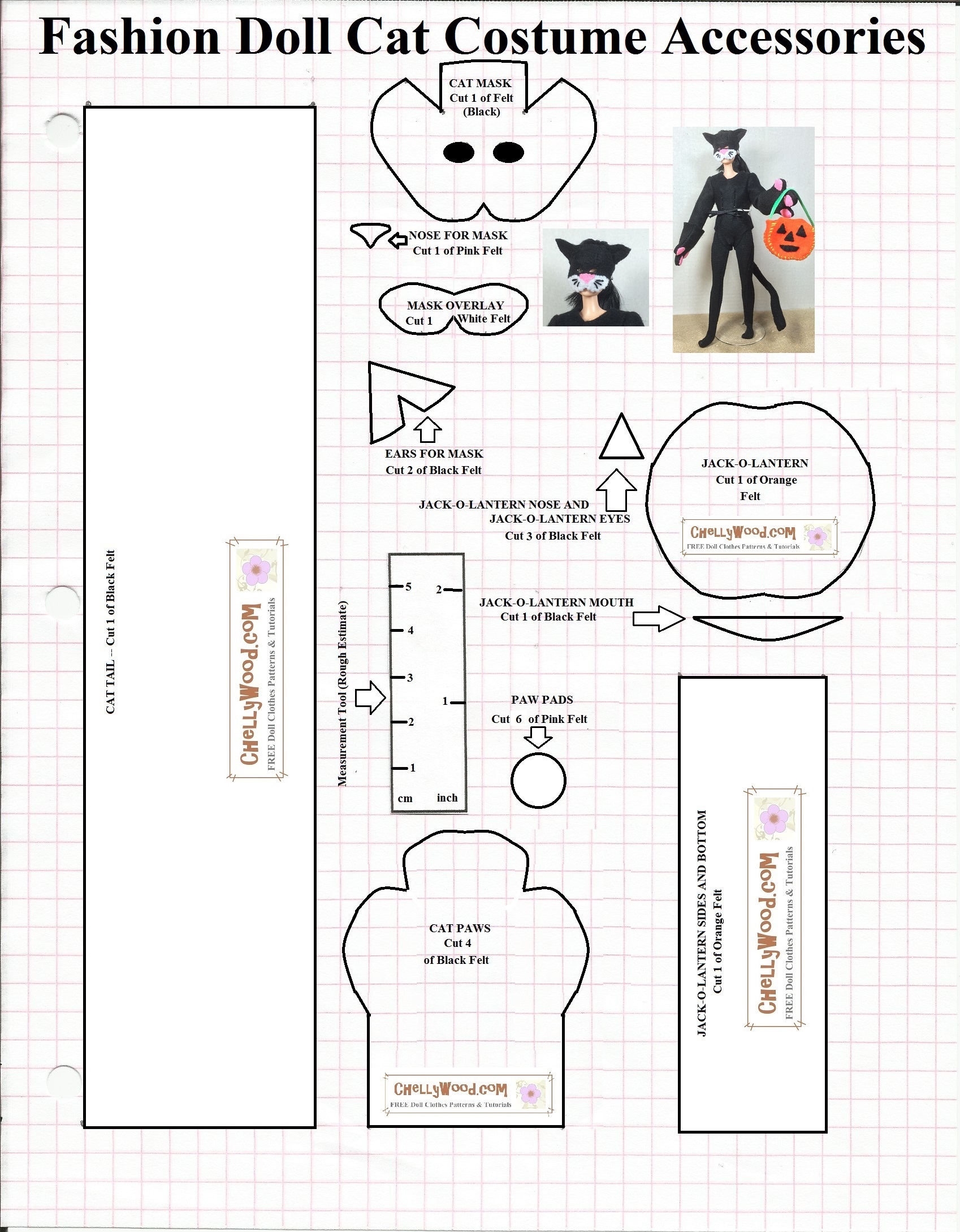 Free Printable sewing Pattern For Dolls HalloweenCandy Basket Free Doll Clothes Patterns