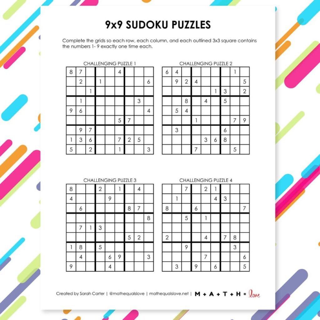 free printable sudoku worksheets