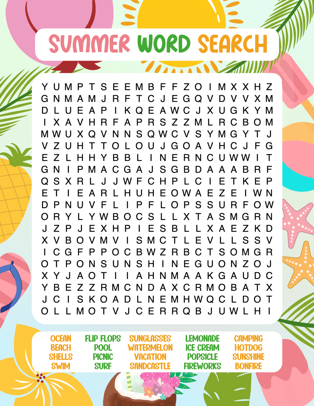 Free Printable Summer Word Searches Prudent Penny Pincher