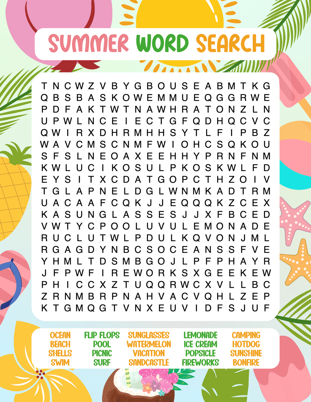 Free Printable Summer Word Searches Prudent Penny Pincher