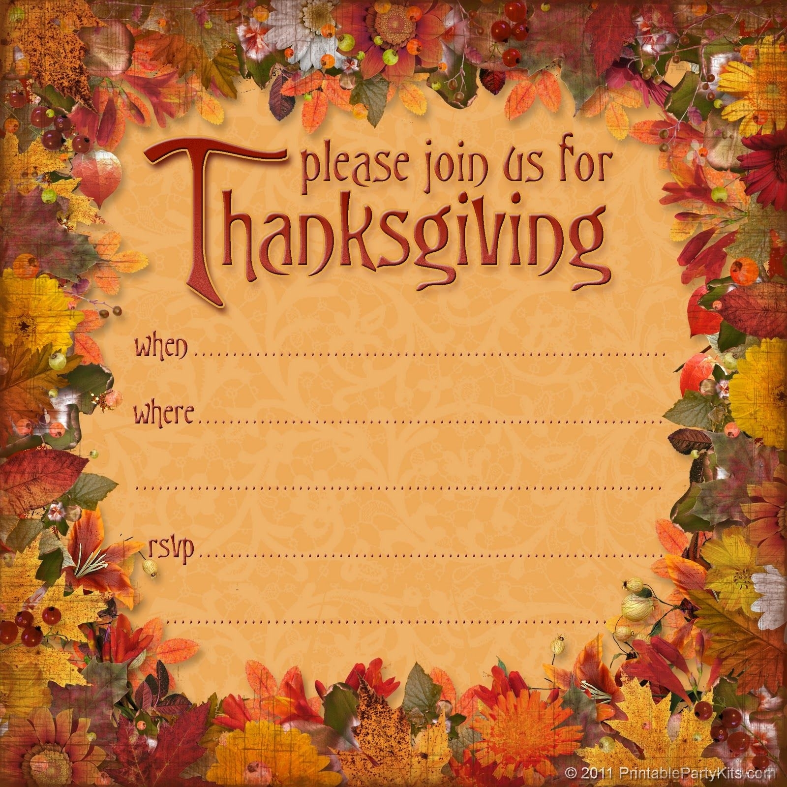 free printable thanksgiving invitation template