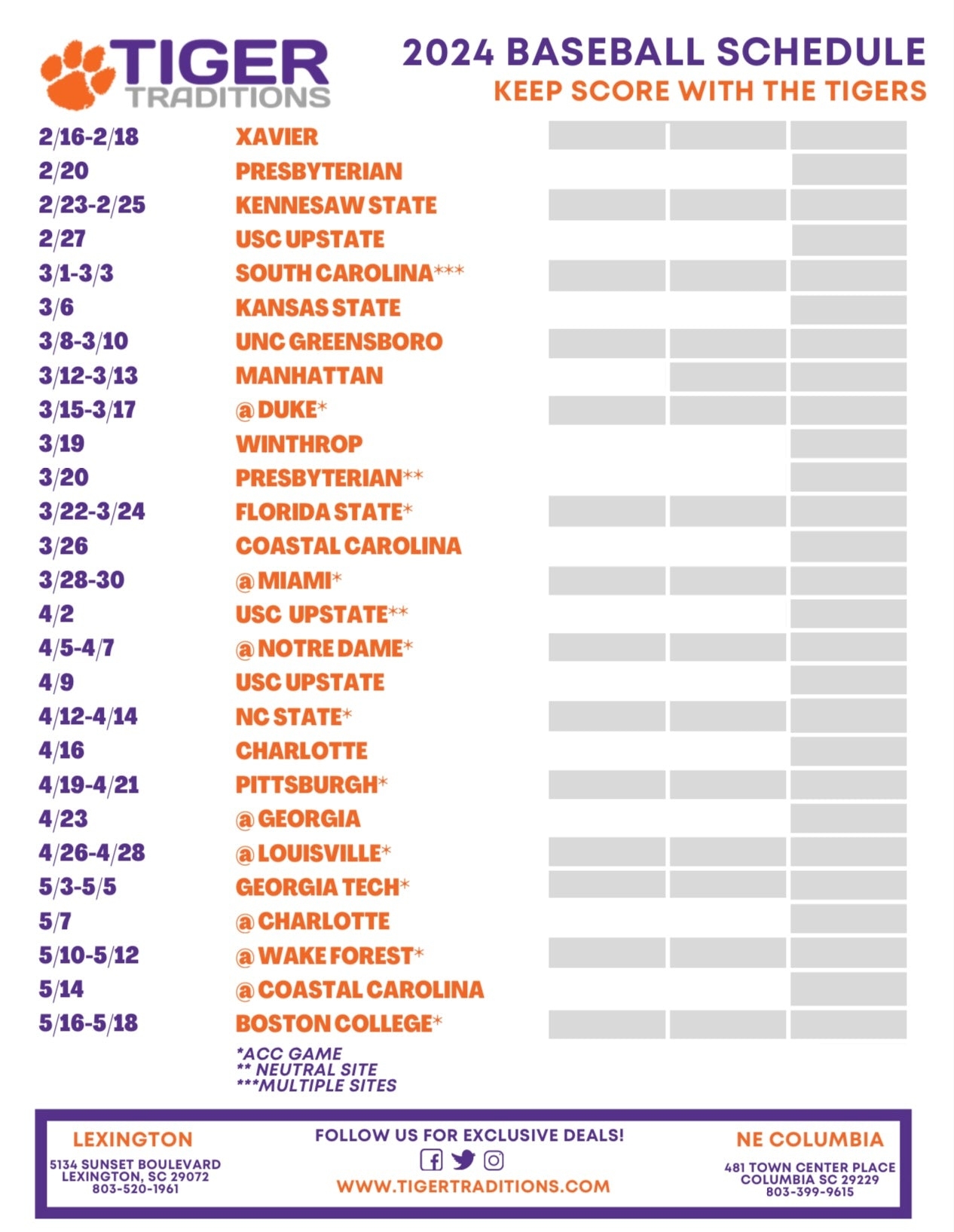 tigers printable schedule