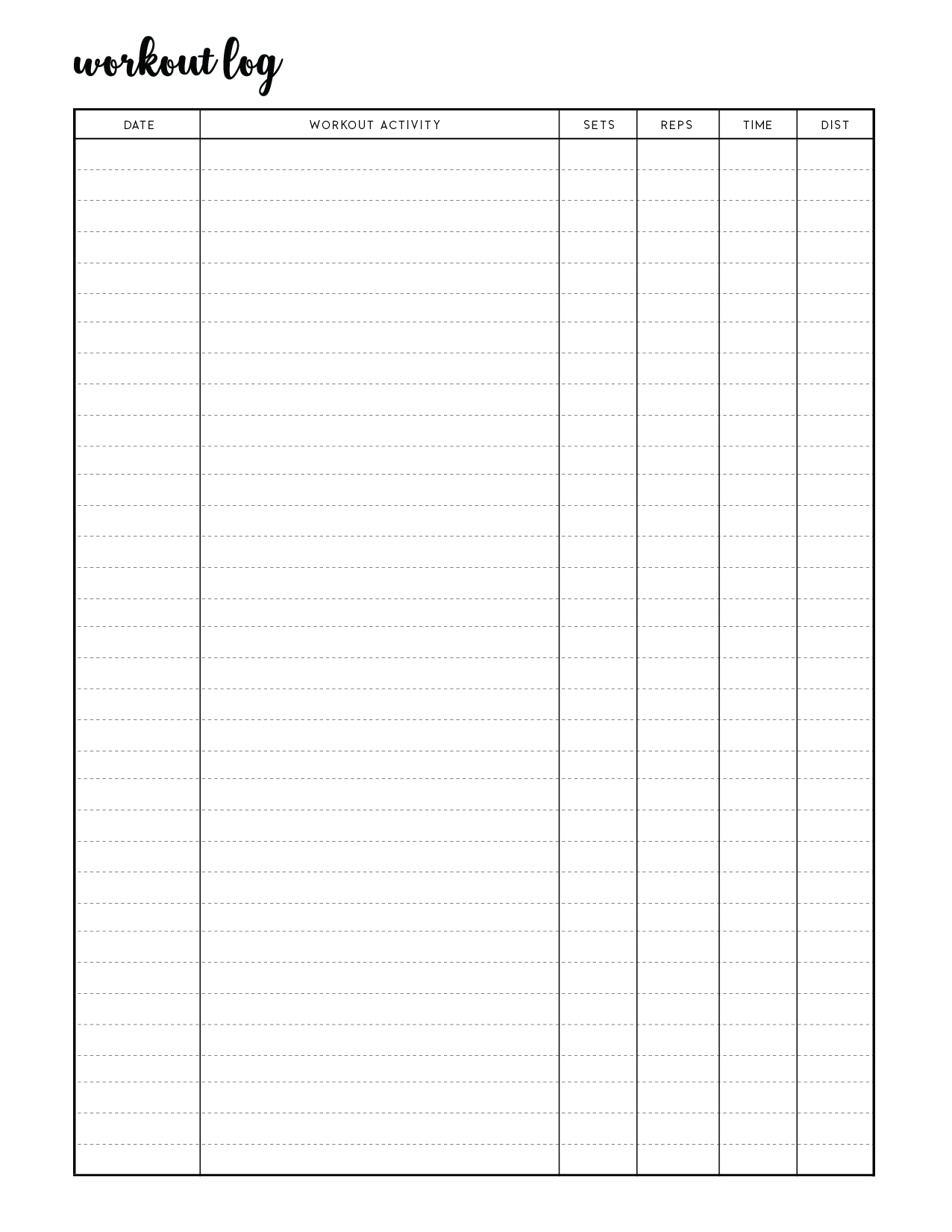 Free Printable Workout Log Sheets World Of Printables