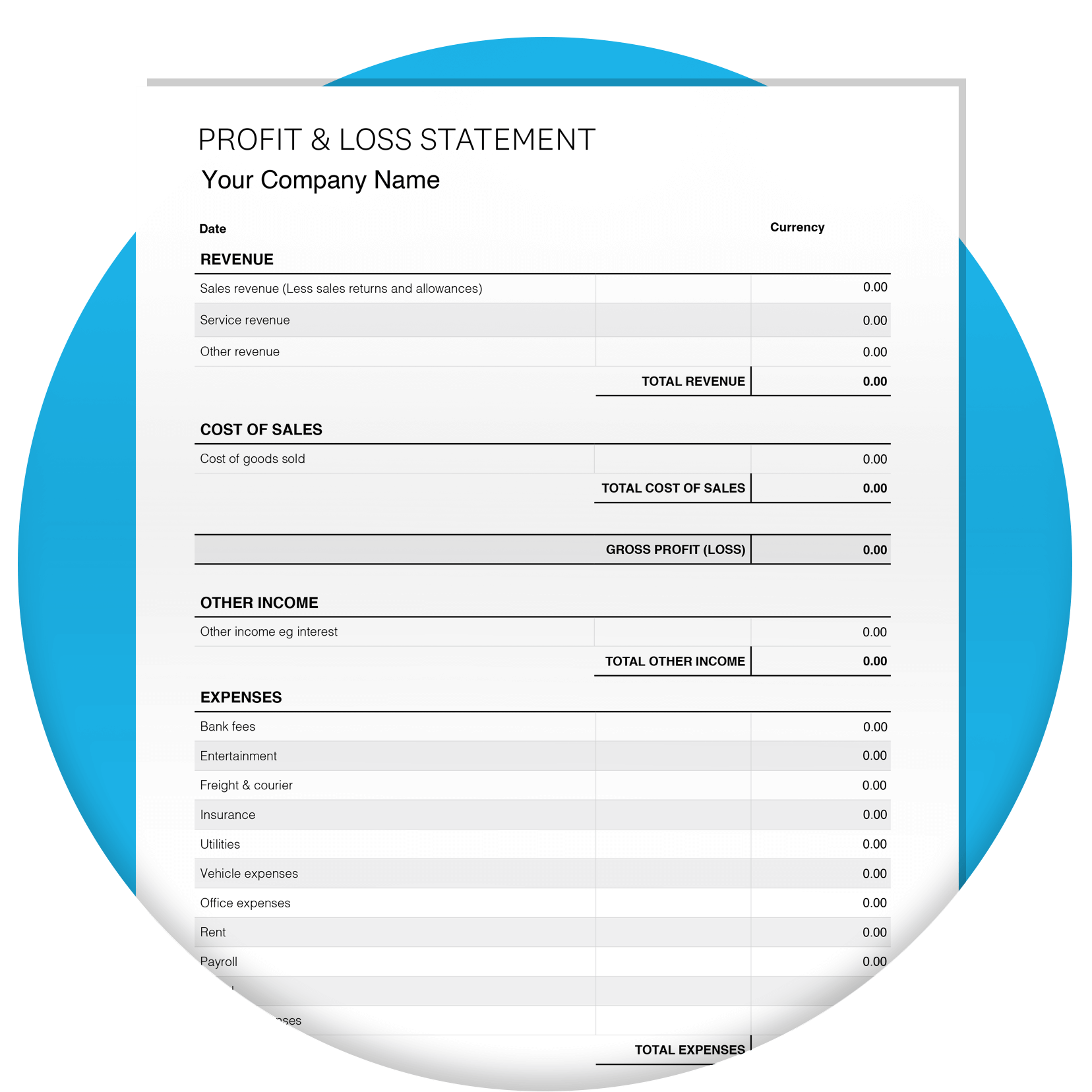 self employed printable free blank profit and loss statement pdf
