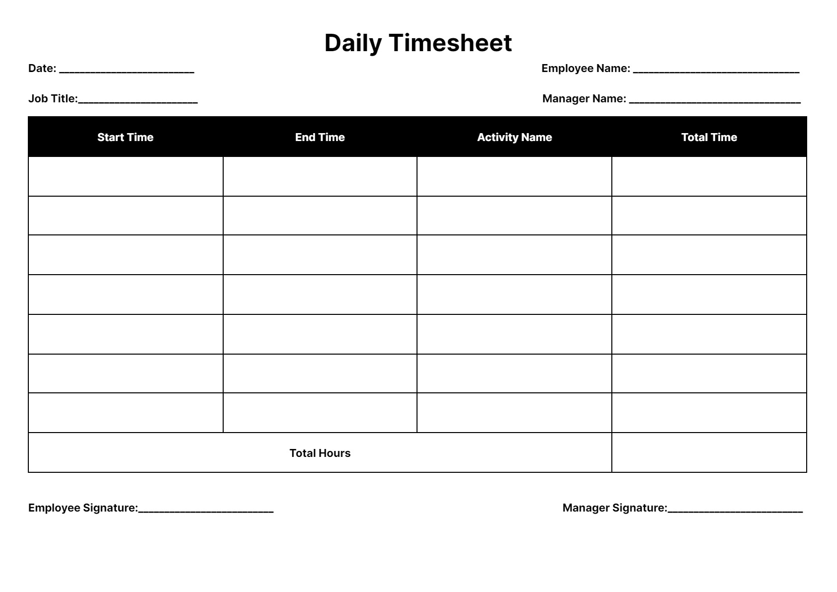 Free Timesheet Templates Download Daily Weekly And Monthly Time 