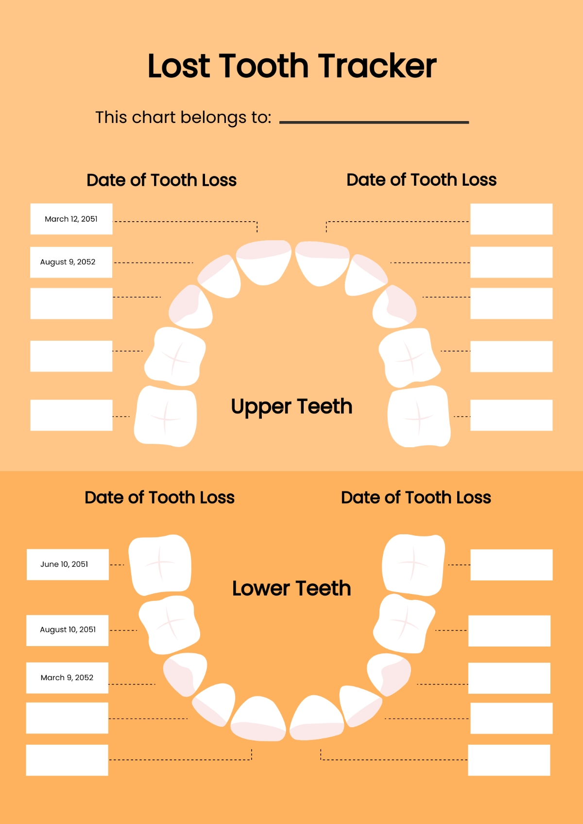 Free Tooth Chart Templates Editable And Printable