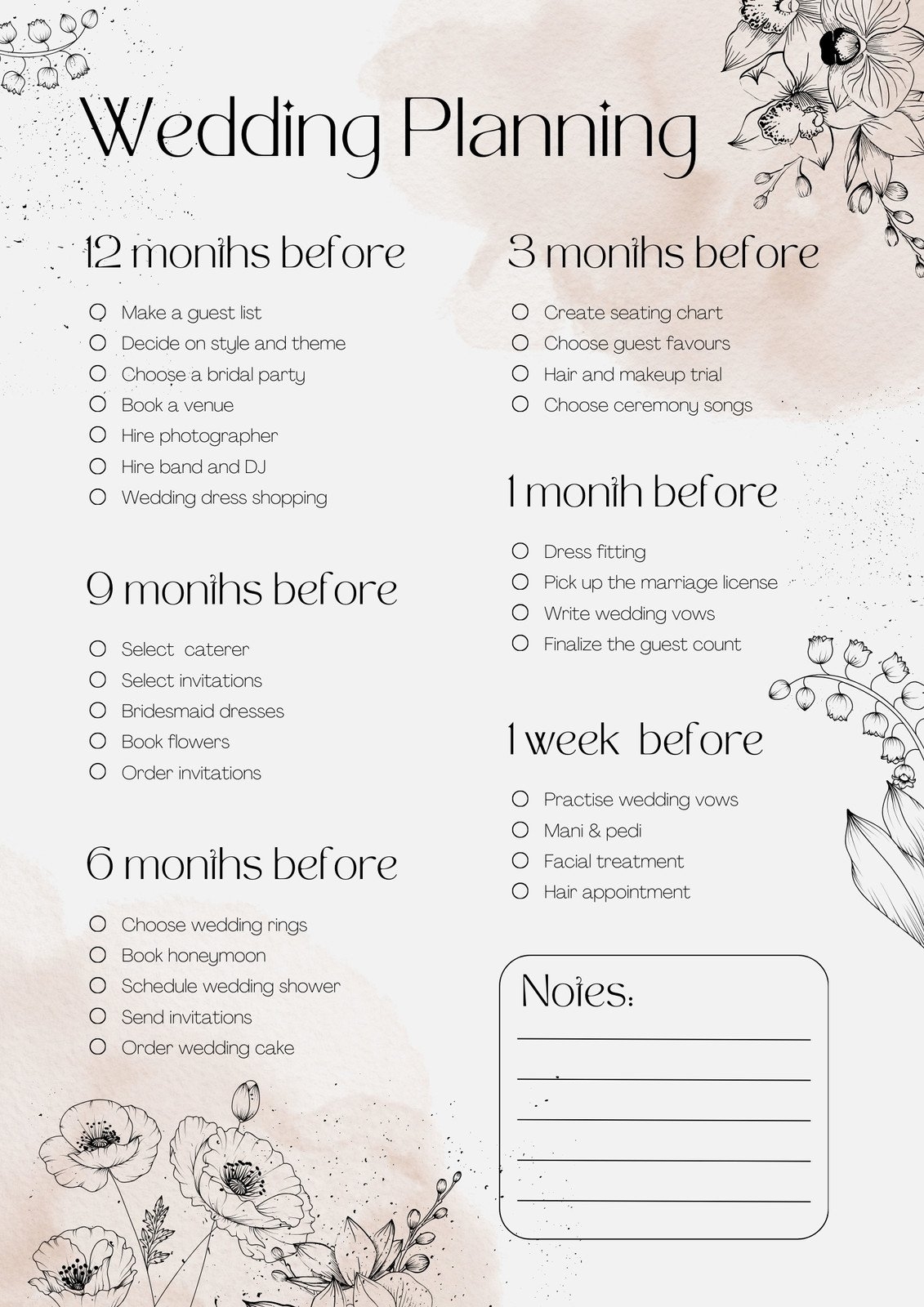 Free Wedding Checklist Templates To Edit And Print Canva 