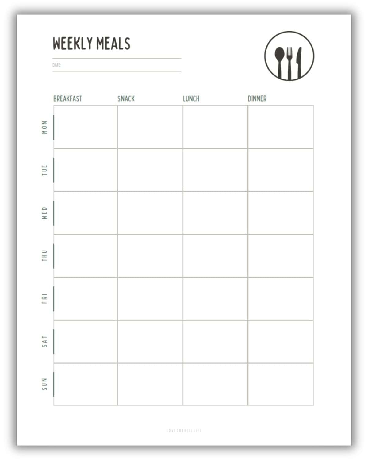 FREE Weekly Meal Planner Printable Templates PDF Menu Plan 