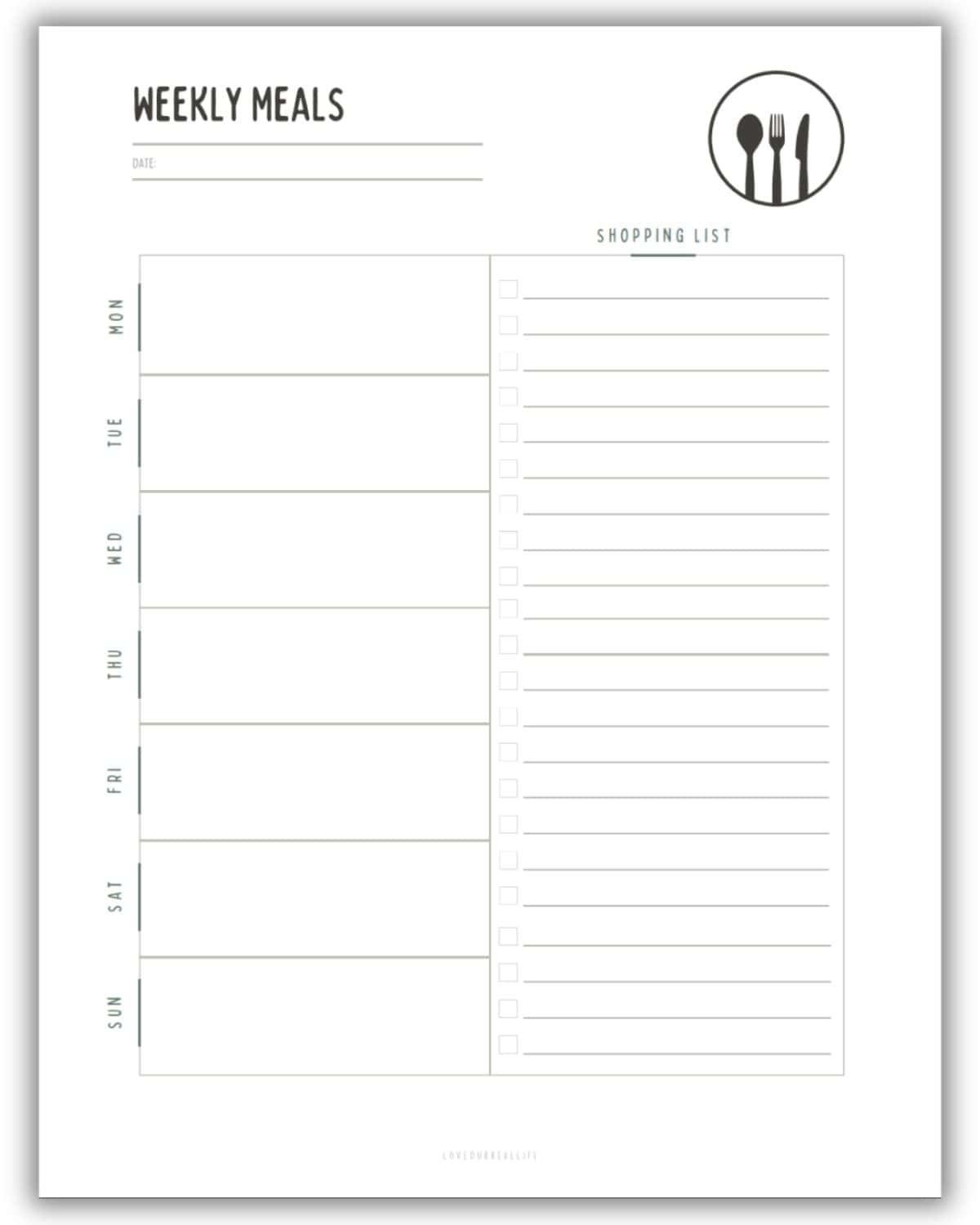 FREE Weekly Meal Planner Printable Templates PDF Menu Plan 