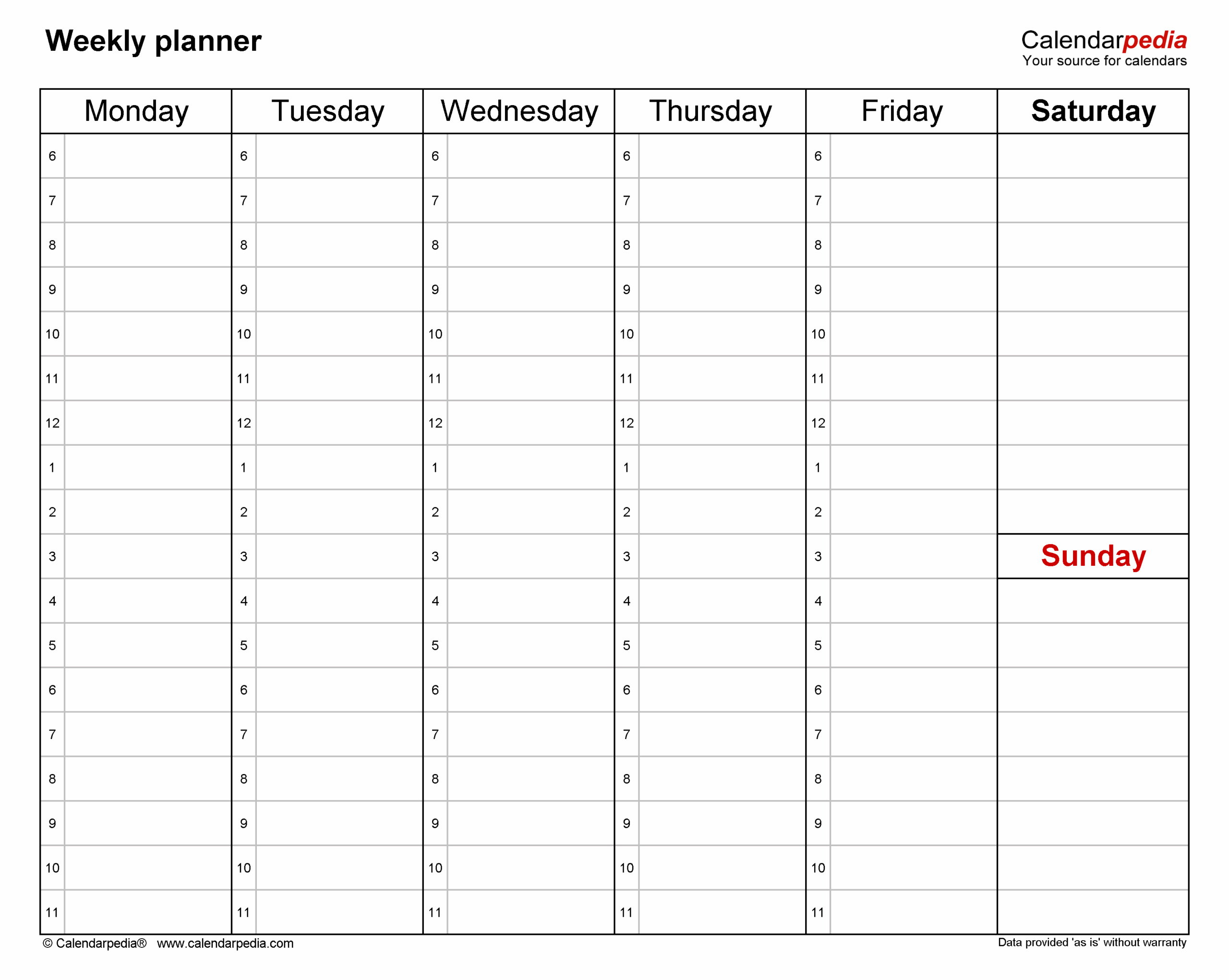 vertical weekly planner printable