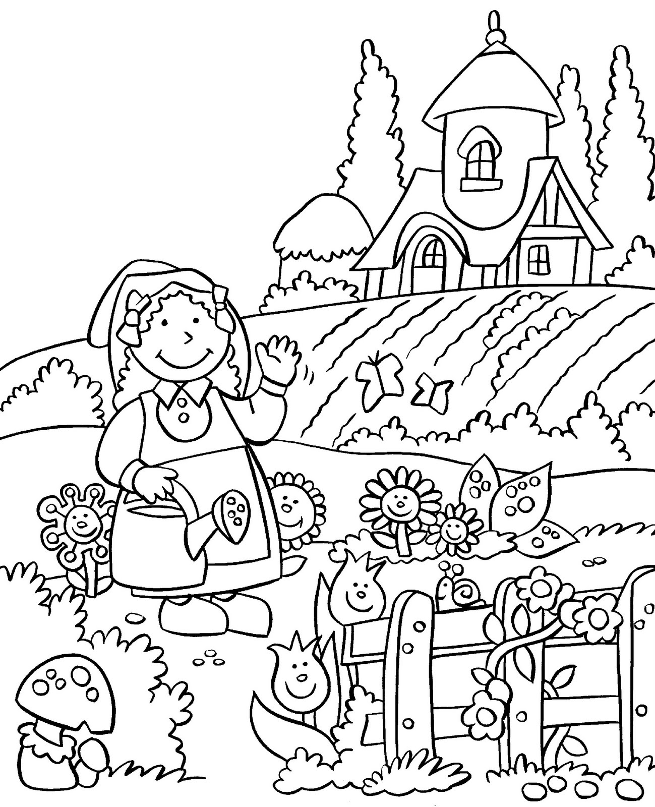 free printable gardening coloring pages