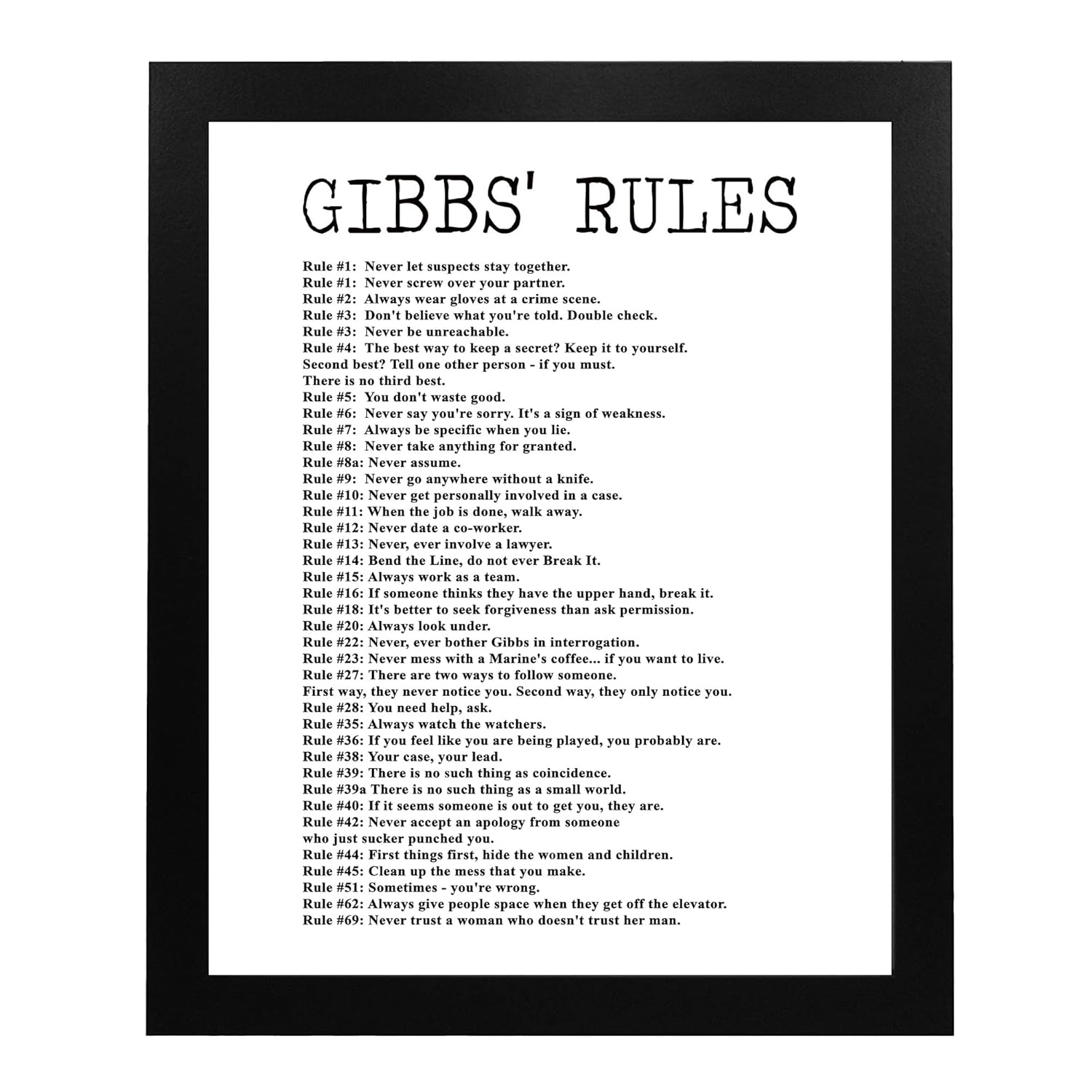 ncis gibbs rules printable list