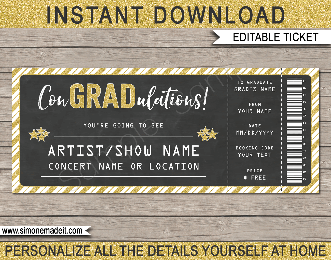 concert ticket template printable