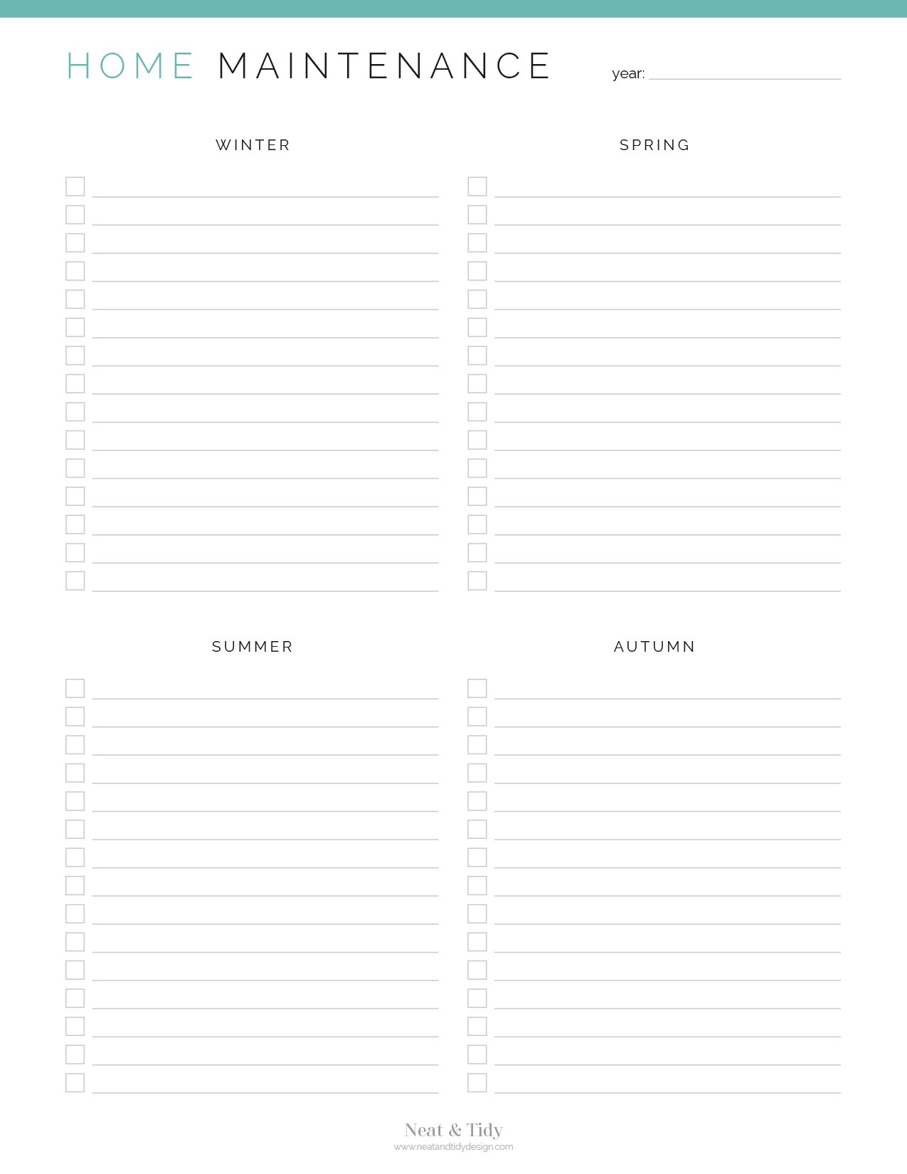 Home Maintenance Checklists
