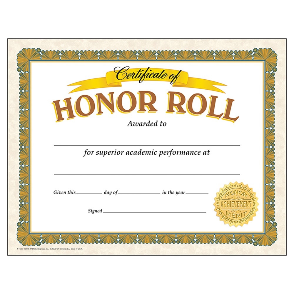 Honor Roll Classic Certificates 30 Ct T 11307 Trend Enterprises Inc Certificates