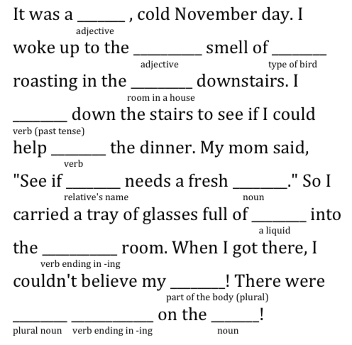 mad libs online printable free