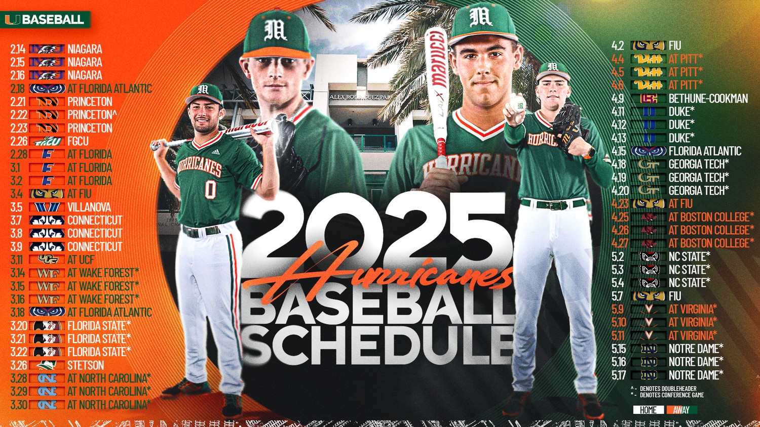 Hurricanes Unveil 2025 Baseball Schedule University Of Miami Athletics