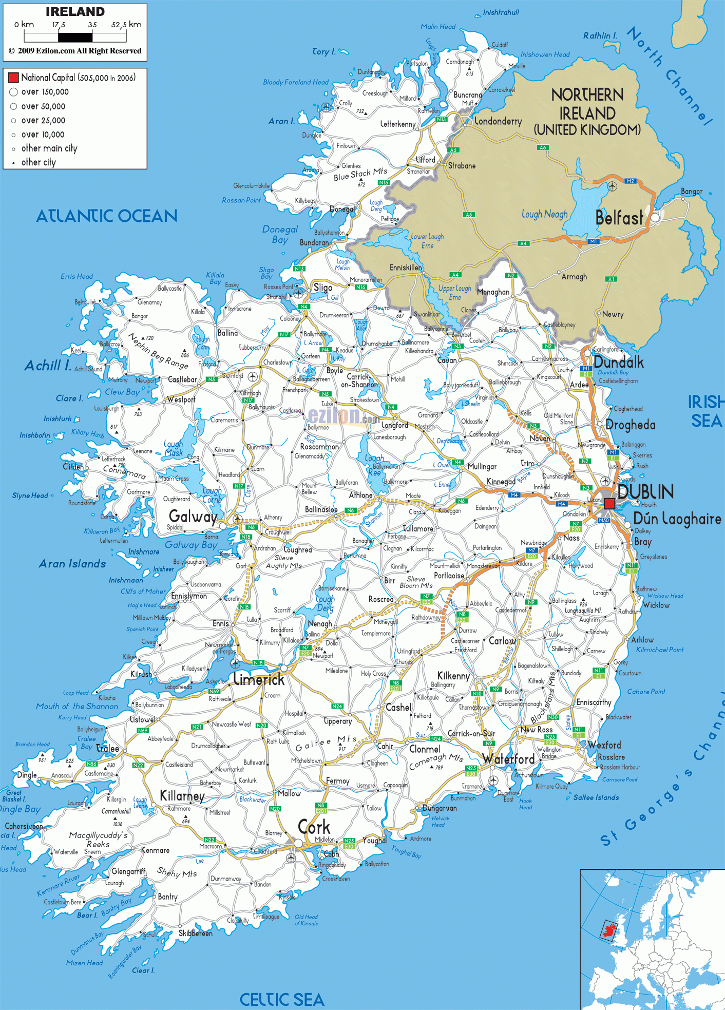 Ireland Road Map Highways Motorways And Scenic Routes Explained