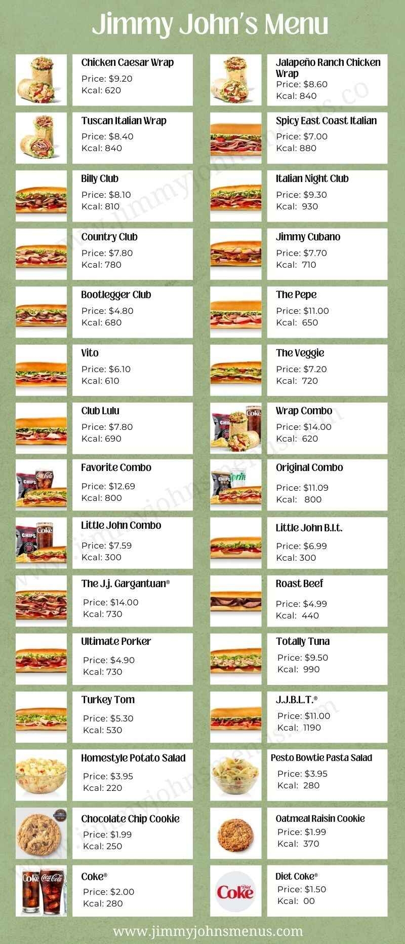 Jimmy John s Menu With Prices U0026 Picture August 18 2025