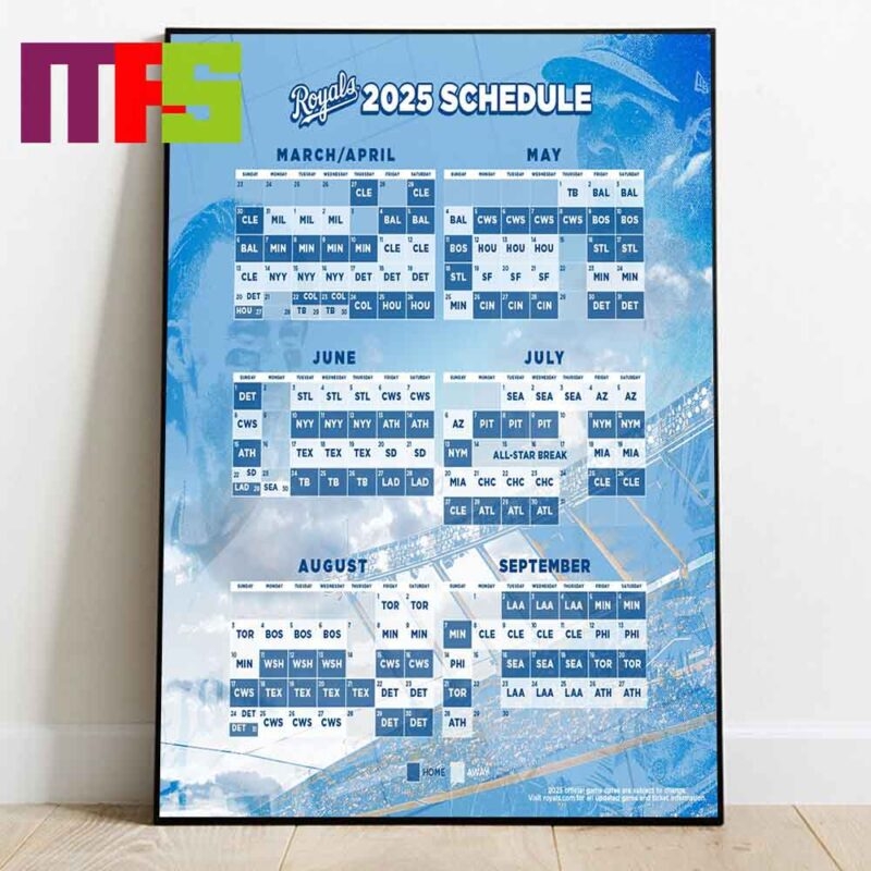 Kansas City Royals MLB 2025 Home Way Schedule Calendars Home Decor Poster Canvas Masteez