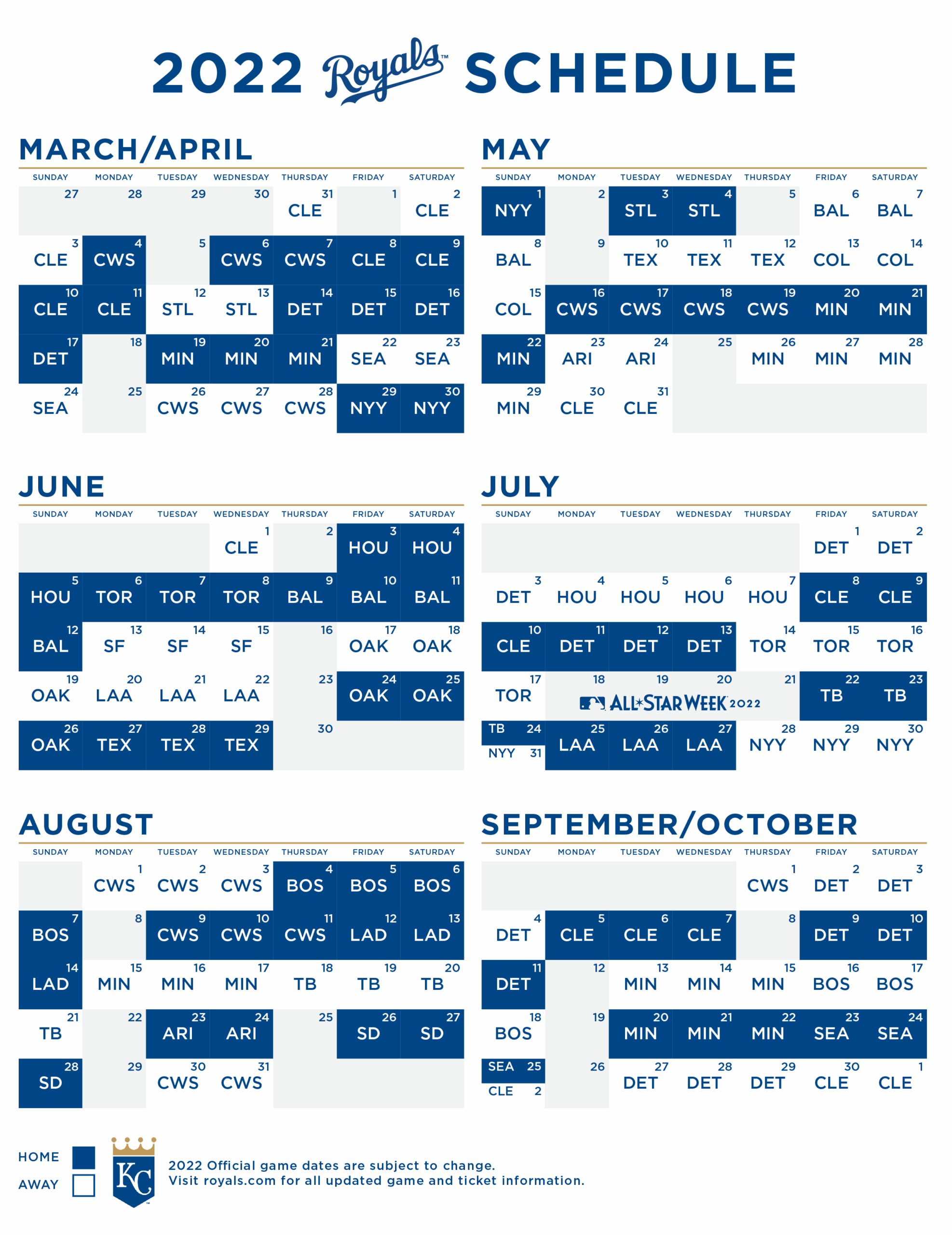 Kansas City Royals Release 2022 Regular Season Schedule