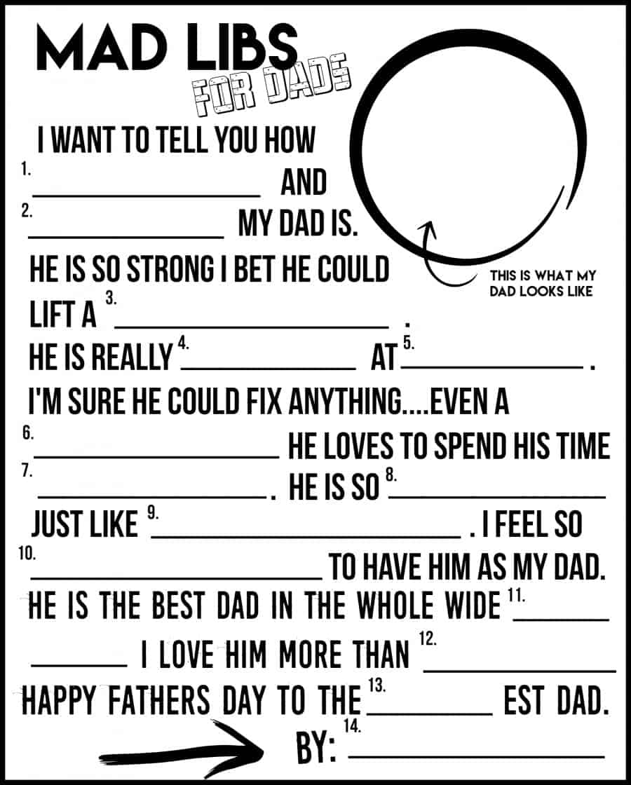Mad Libs FOR DADS A Fun Father s Day Printable A Girl And A 