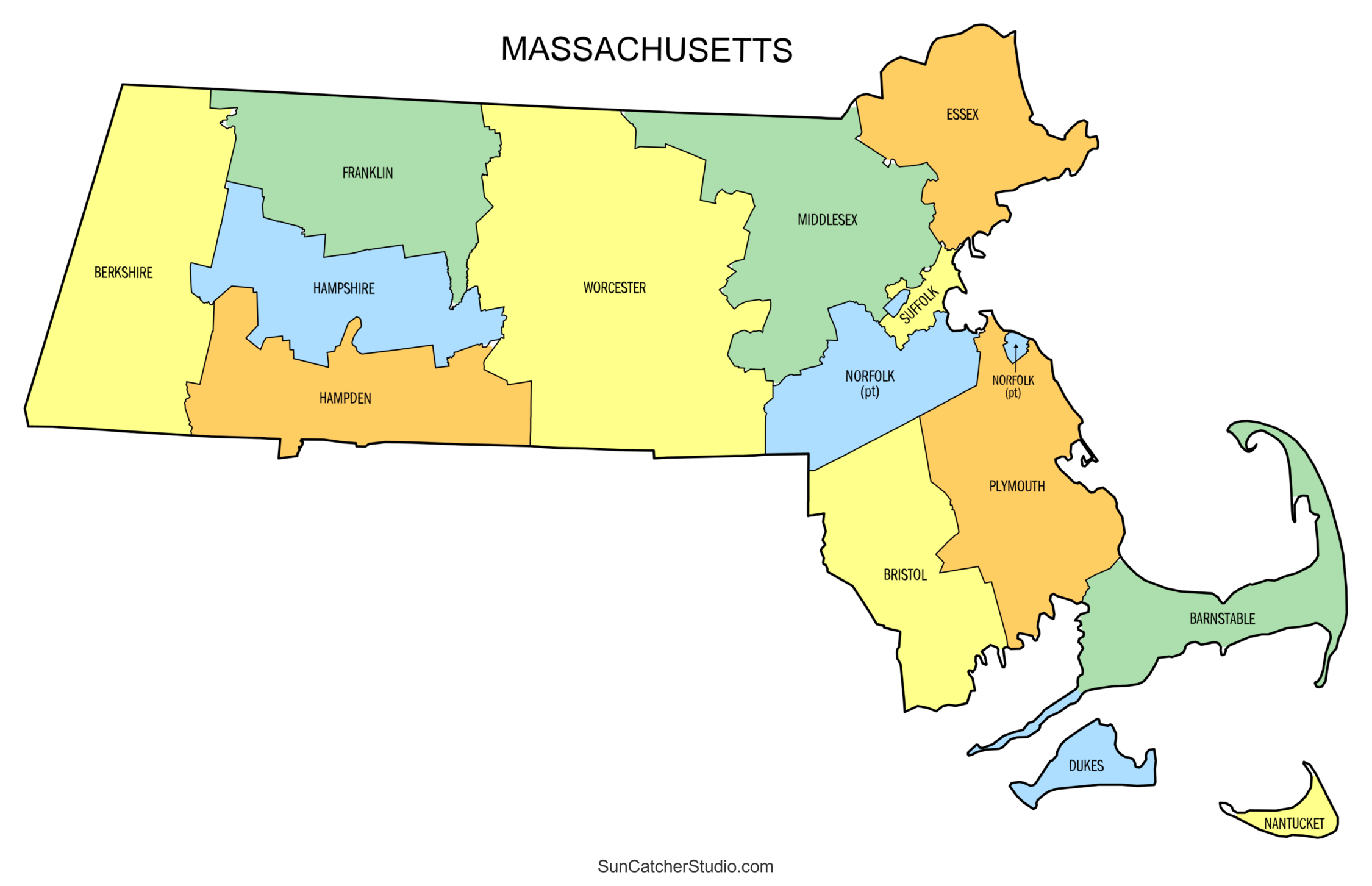 Massachusetts County Map Printable State Map With County Lines 