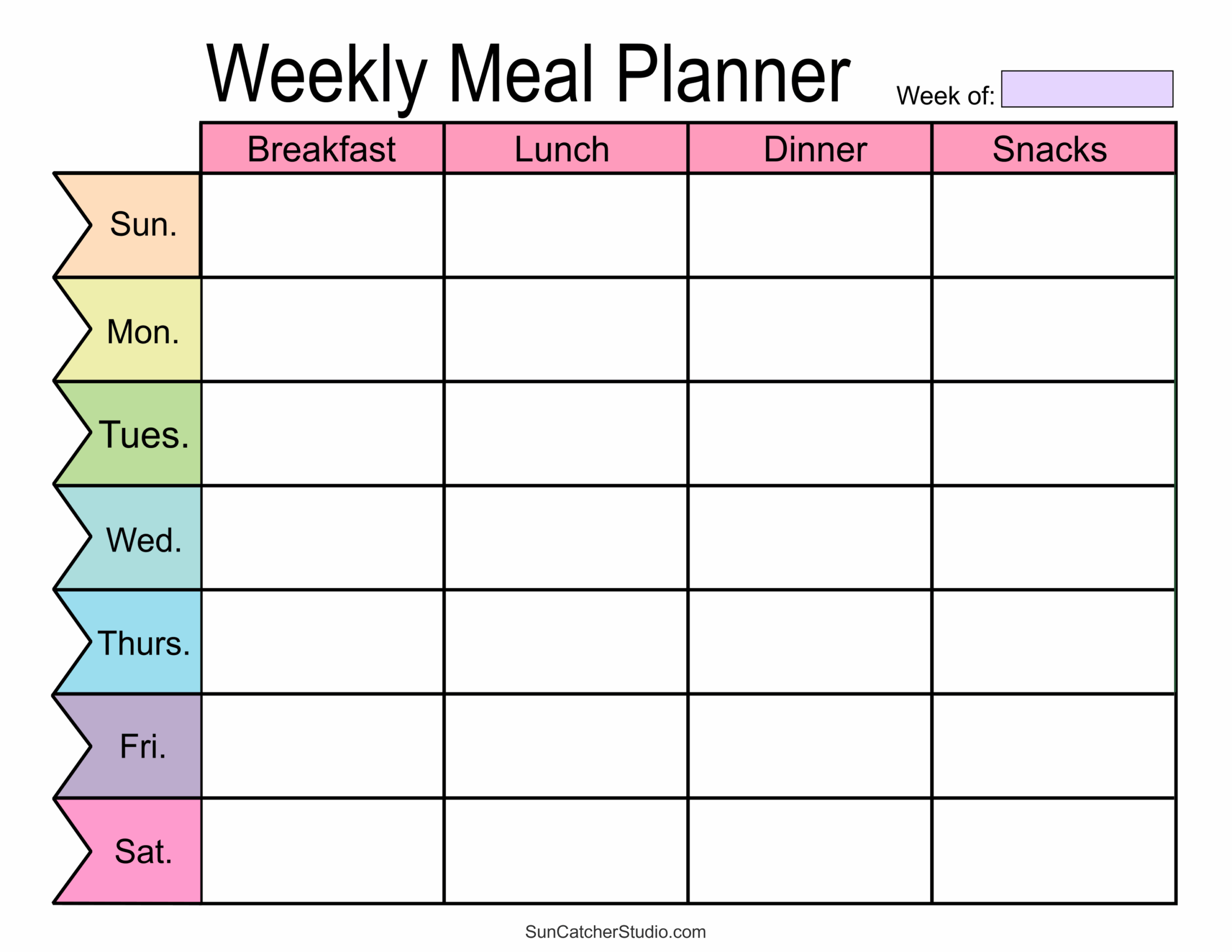 Meal Planners Printable Weekly Menu Templates PDF Free 