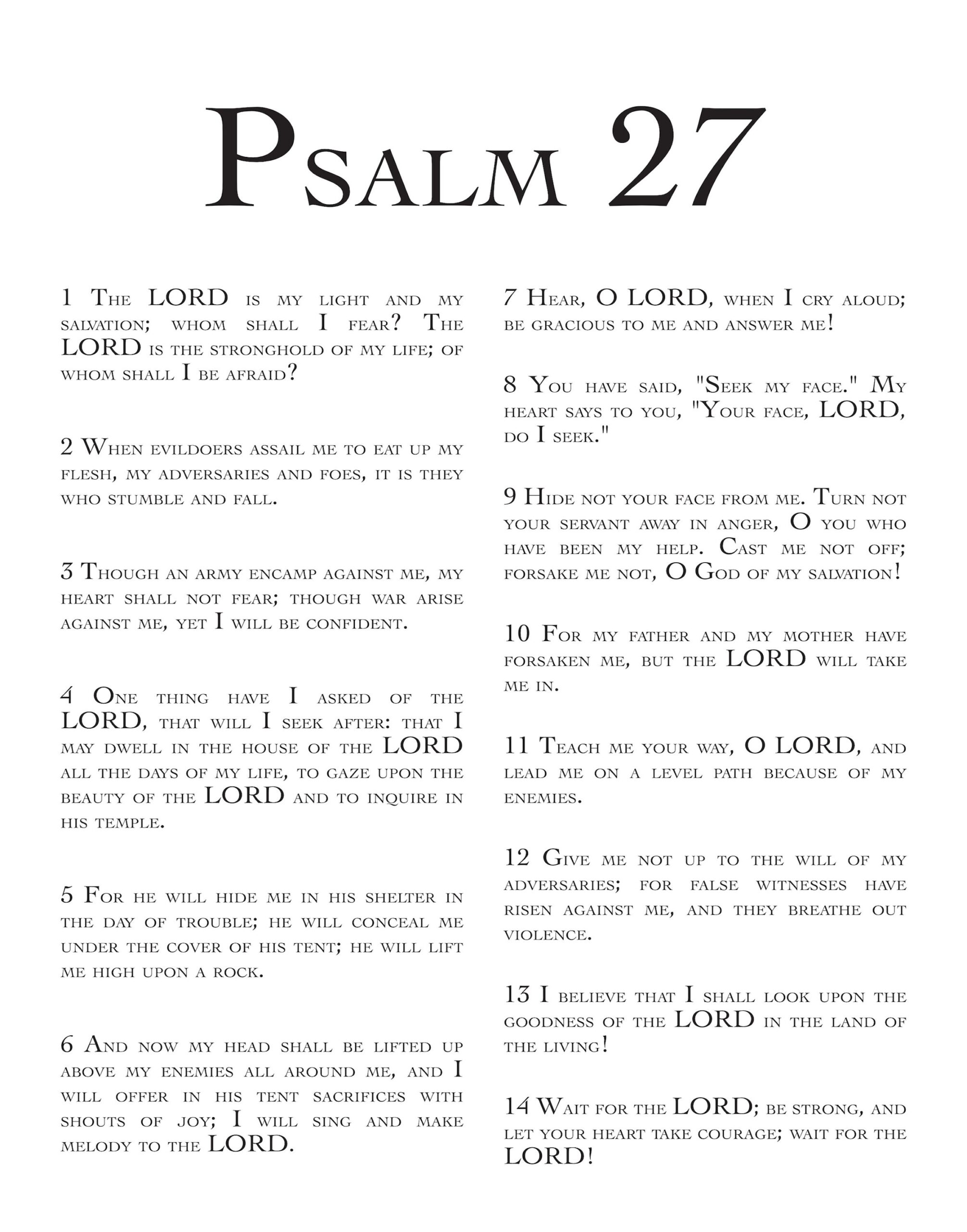 Modern Psalm 27 ESV Print Bible Quote Etsy