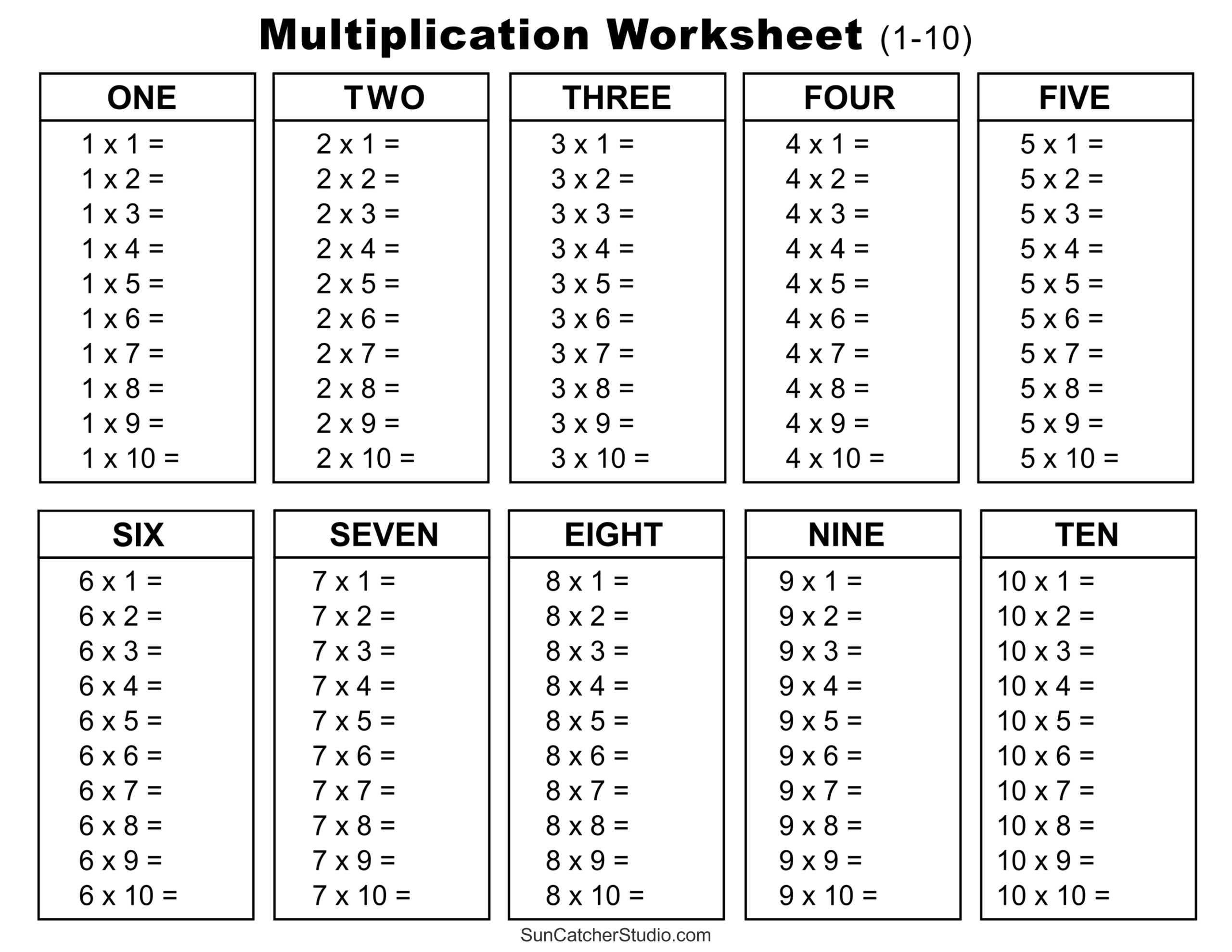 Multiplication Charts PDF Free Printable Times Tables Free