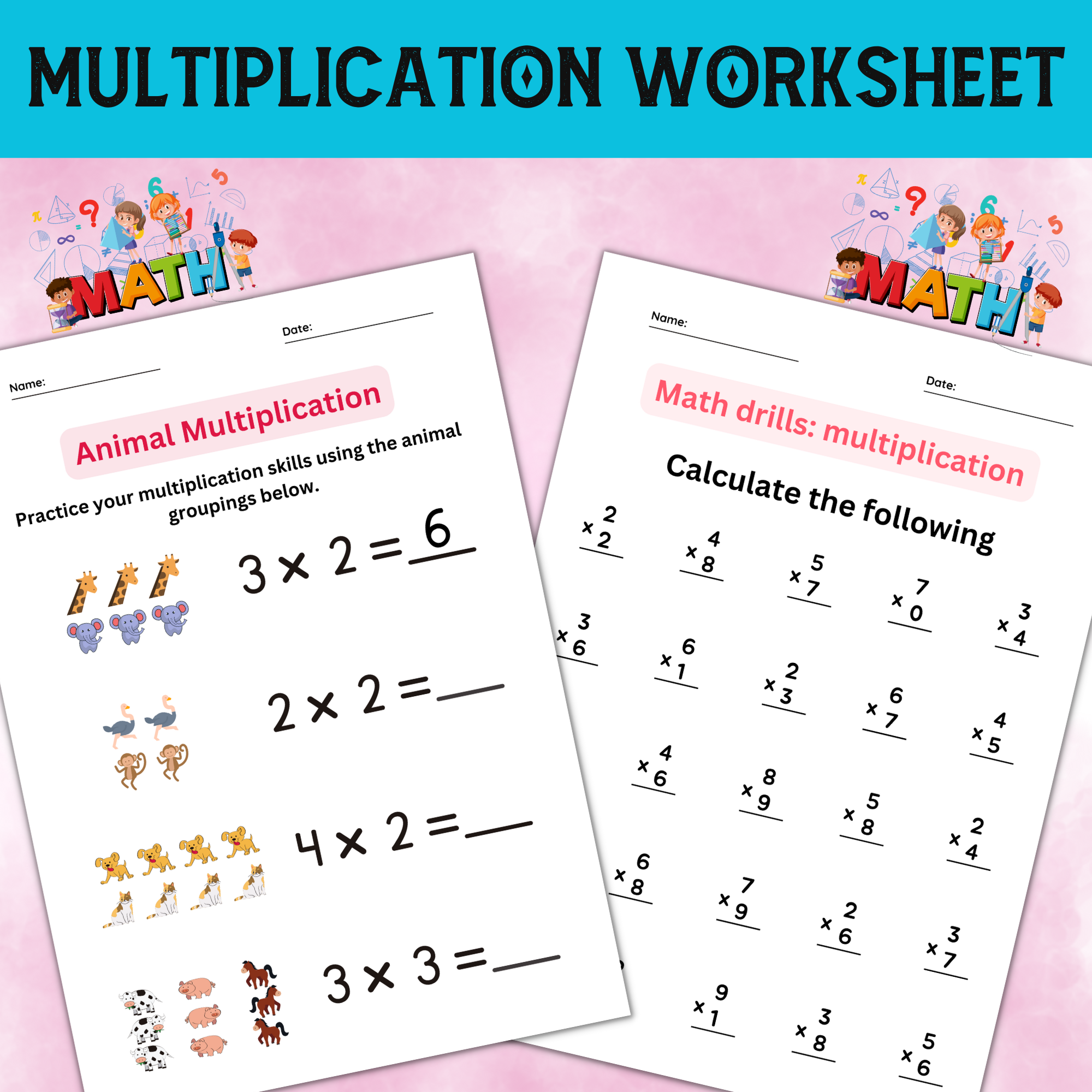 Multiplication Facts Fluency Practice Basic Math Worksheets For 
