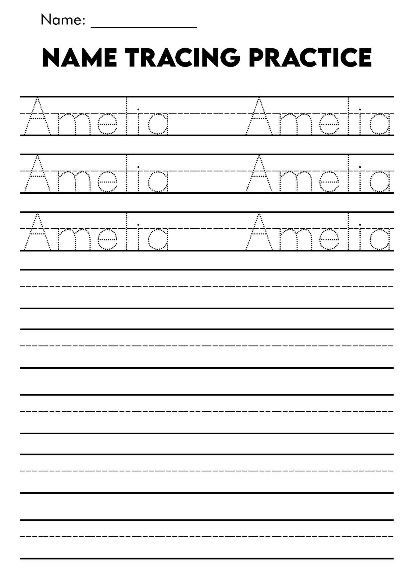 free name tracing printable