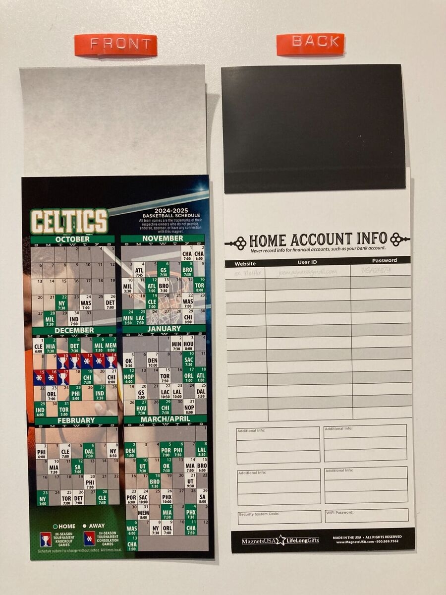NBA 2024 25 BOSTON CELTICS MAGNET SCHEDULE TEAMS DATES U0026 TIMES NEW