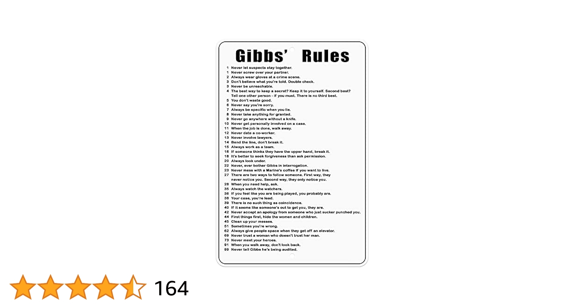 NCIS 2023 Gibbs Rules 8x12 Heavy duty Aluminum Sign All 38 Rules GRV Amazon co uk DIY U0026 Tools