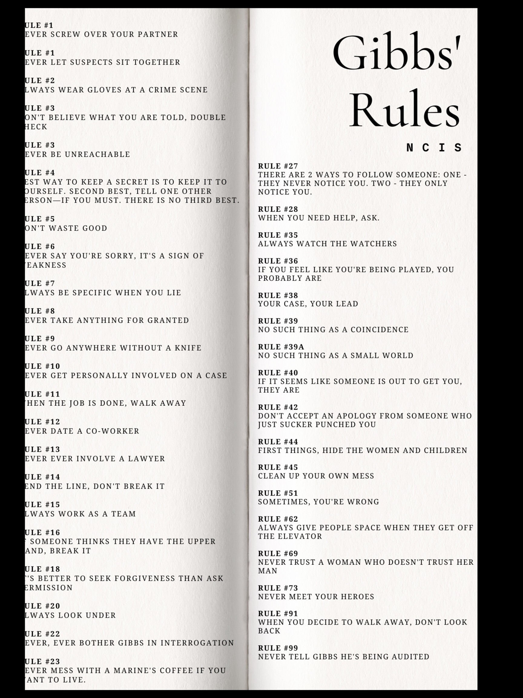 NCIS Gibb s Rules Digital Poster Instant Download Etsy