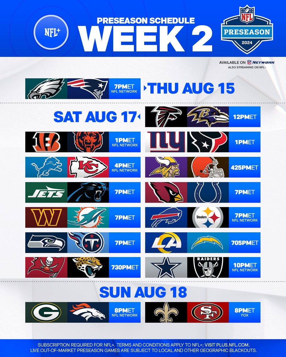 printable nfl schedule week 2