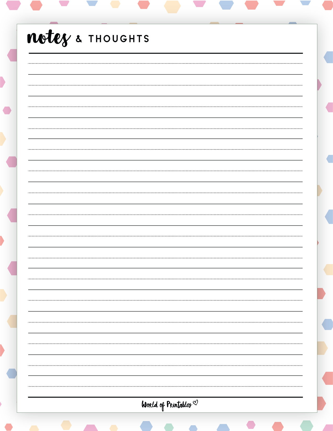 Notes Templates World Of Printables