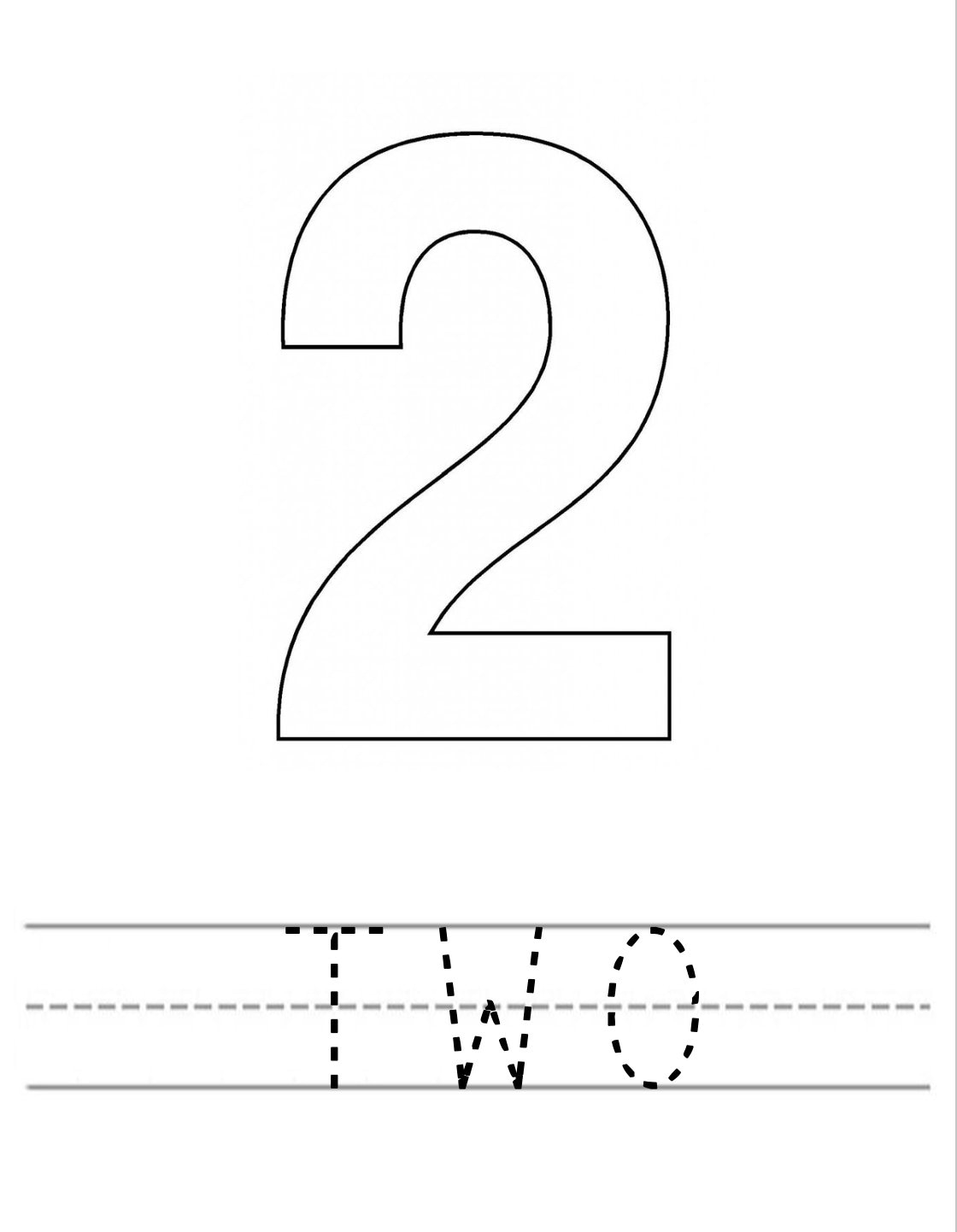 Number 2 Recognition And Tracing Worksheet Plain Etsy
