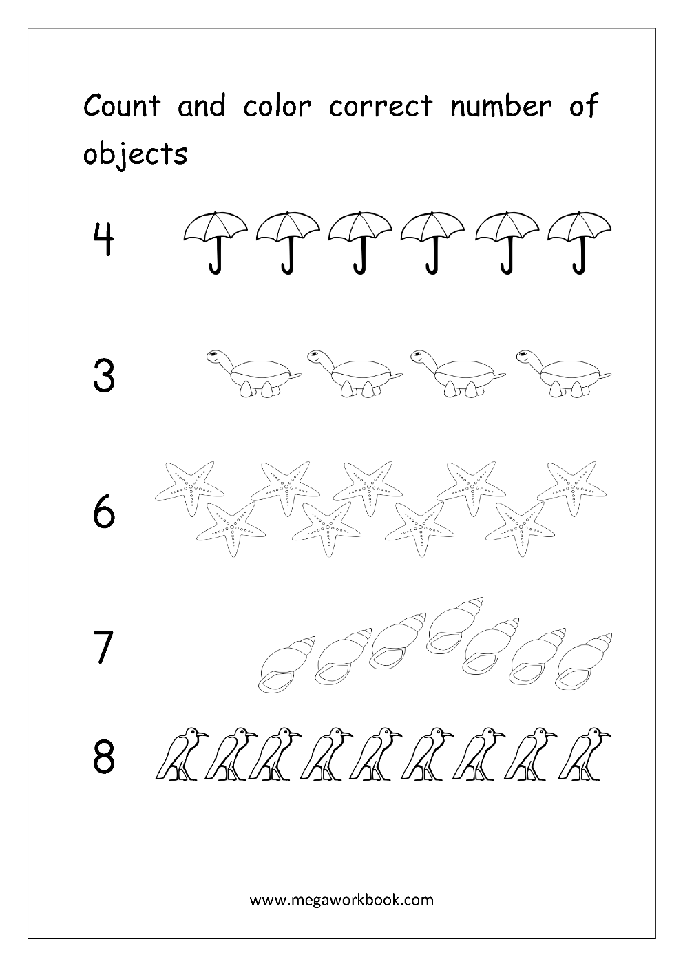 free printable counting sheets