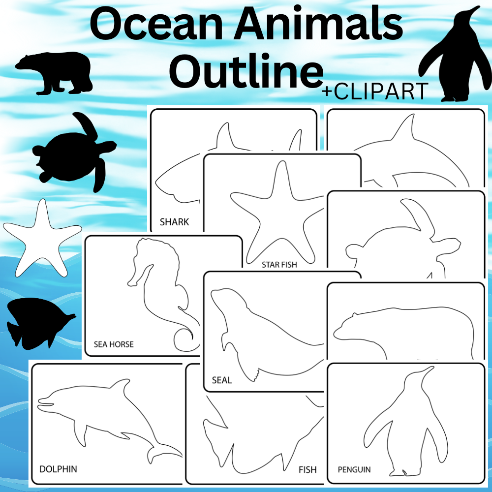 Ocean Animals Outline Templates Sea Animals Clipart