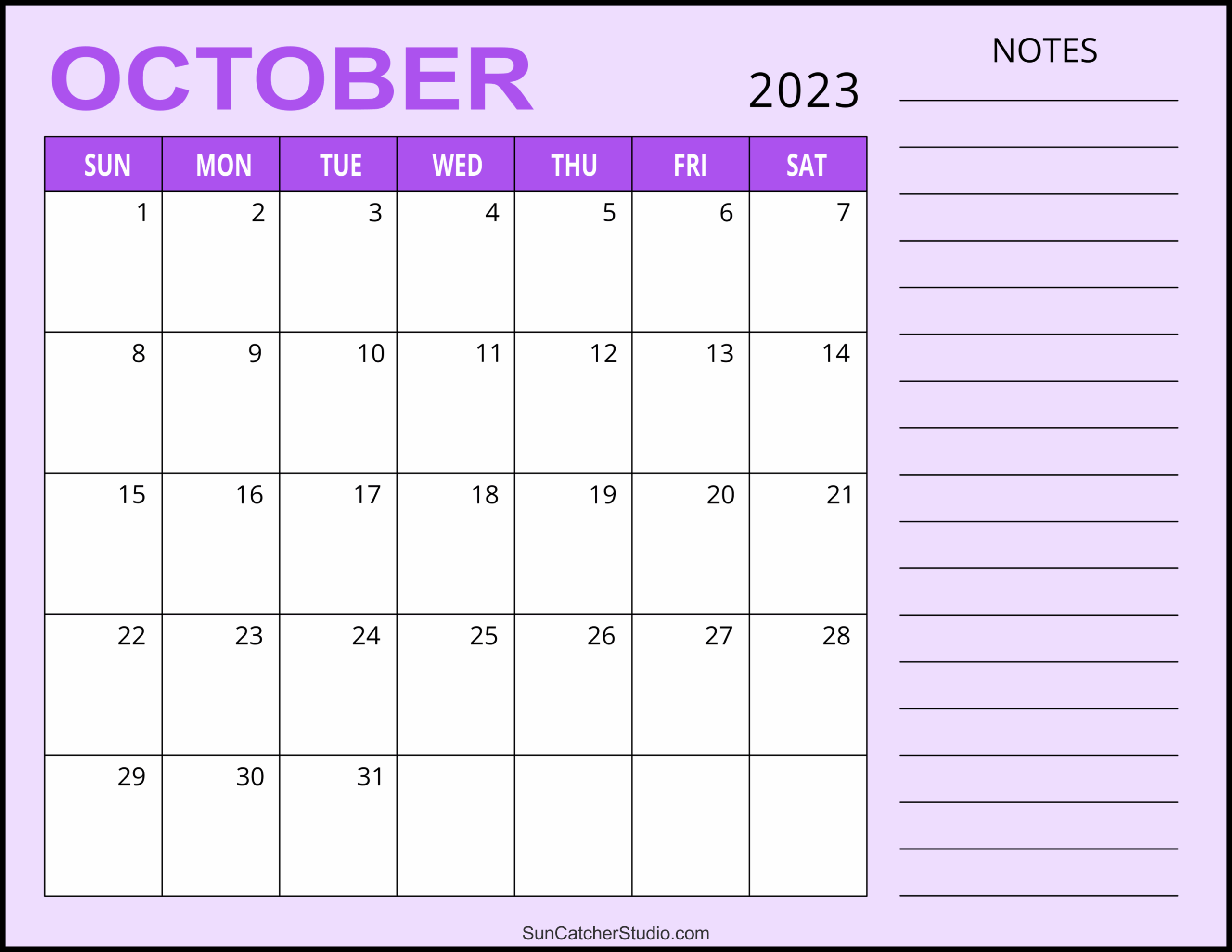 october schedule printable