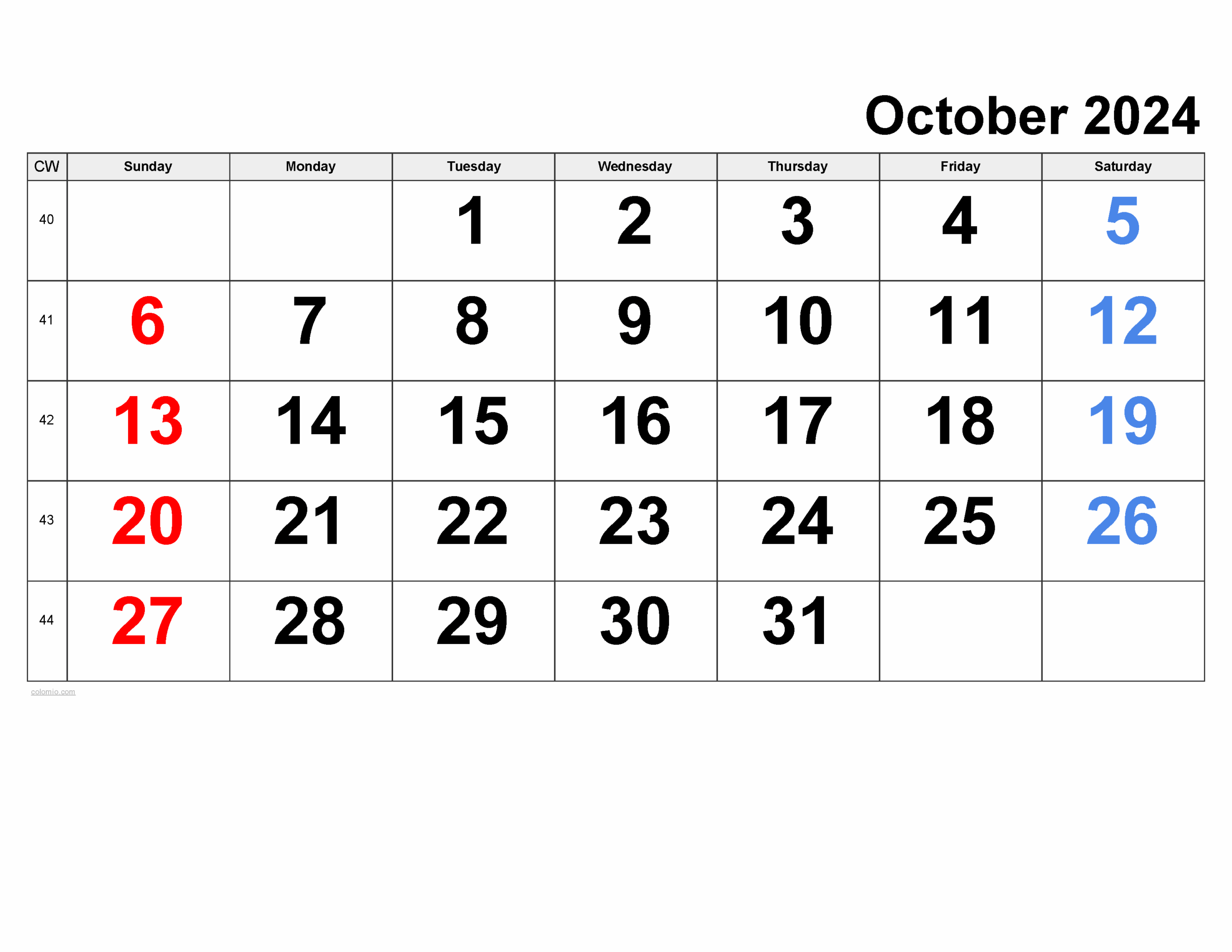 October 2025 Calendar Free Printable PDF XLS And PNG