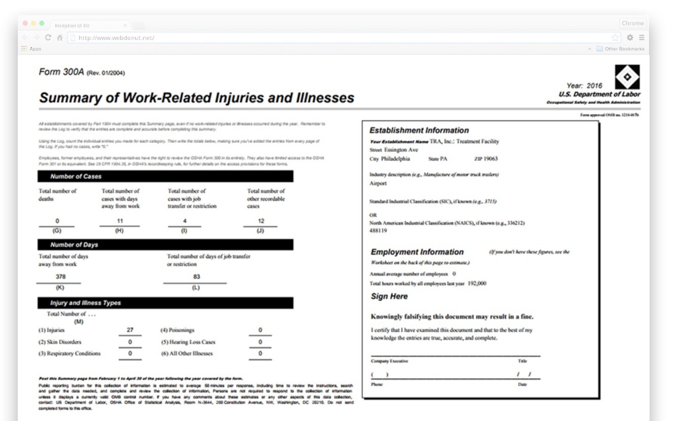 Osha Form 300A Fillable Form
