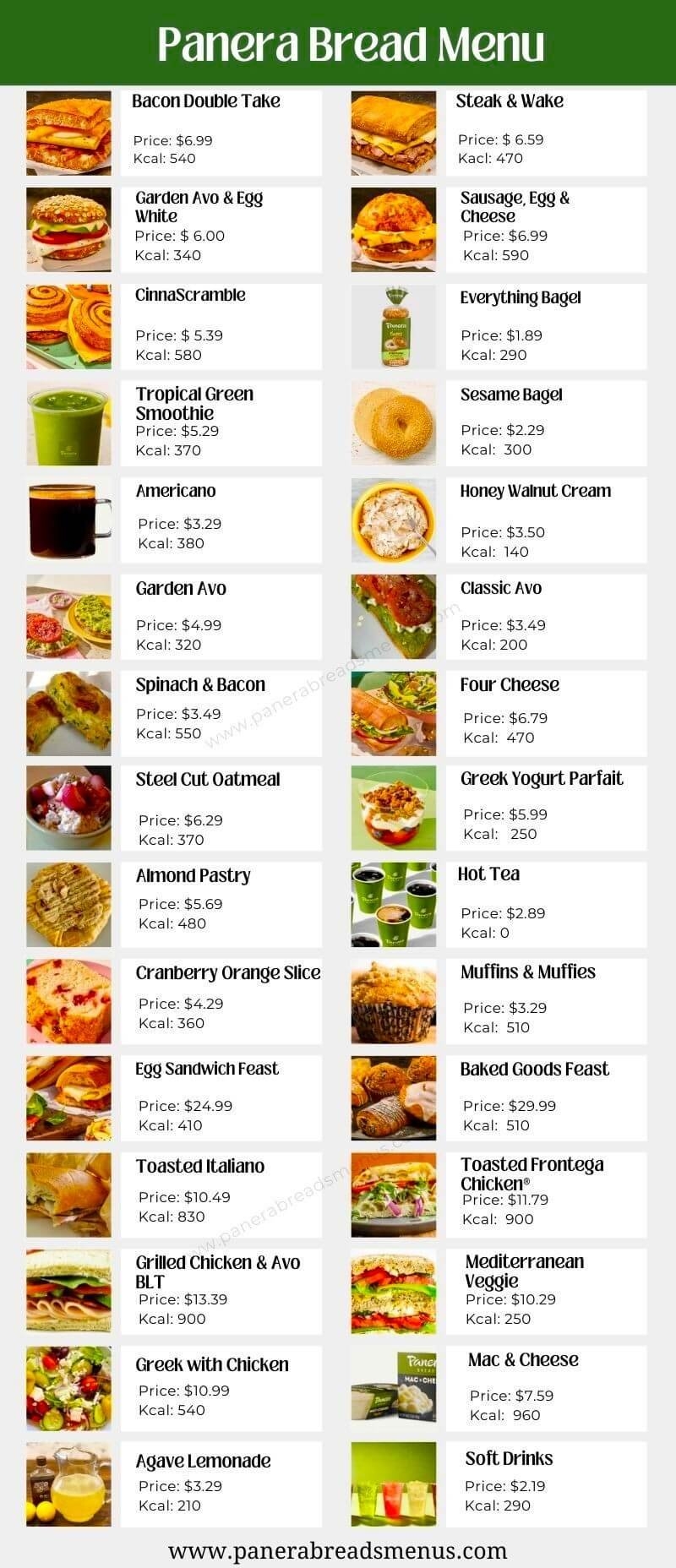 Panera Bread Menu With Price And Picture Updated August 2025