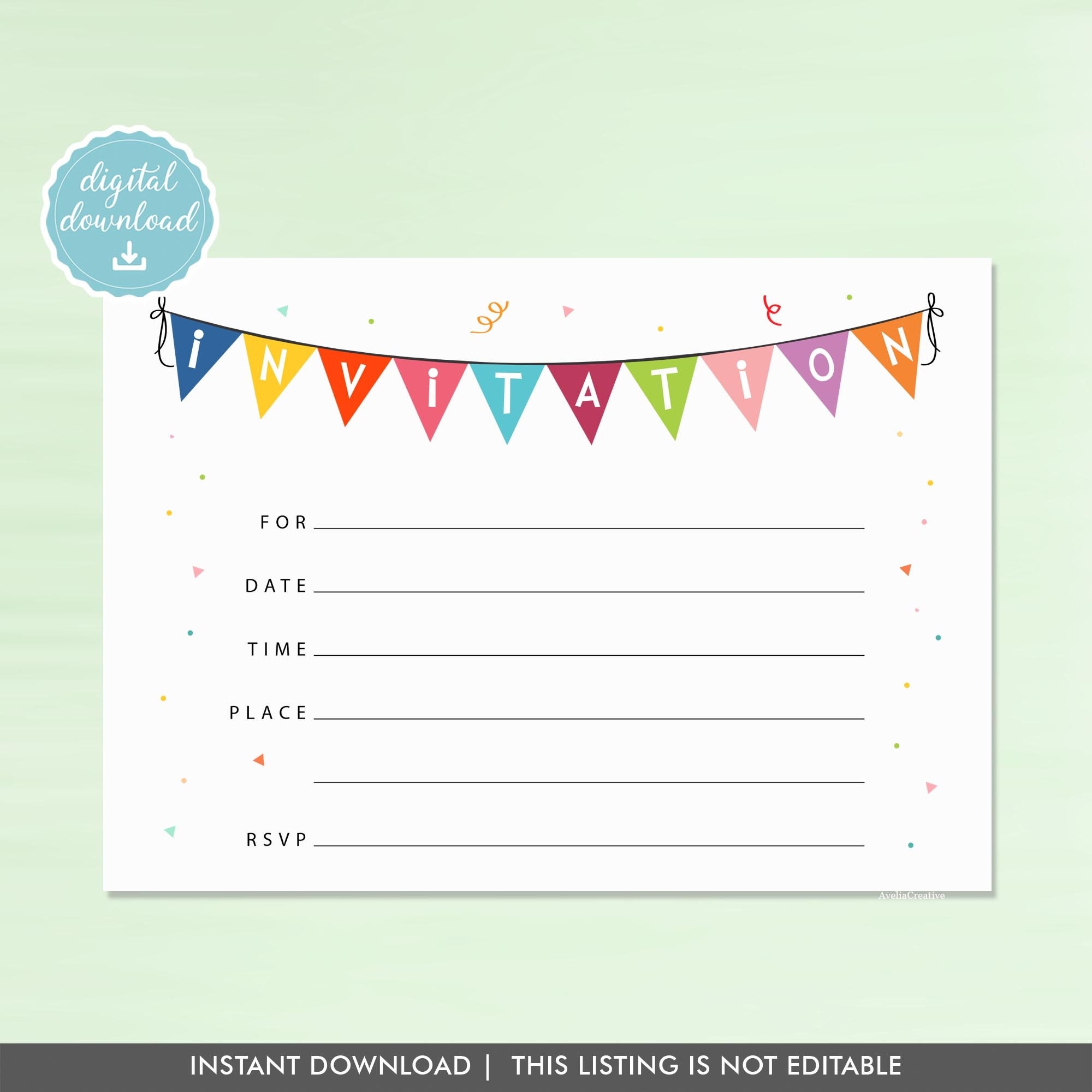 Party Blank Invitation Instant Download Fill in Invite Printable Birthday Party Invitation Kids Party Event Blank Invite Etsy