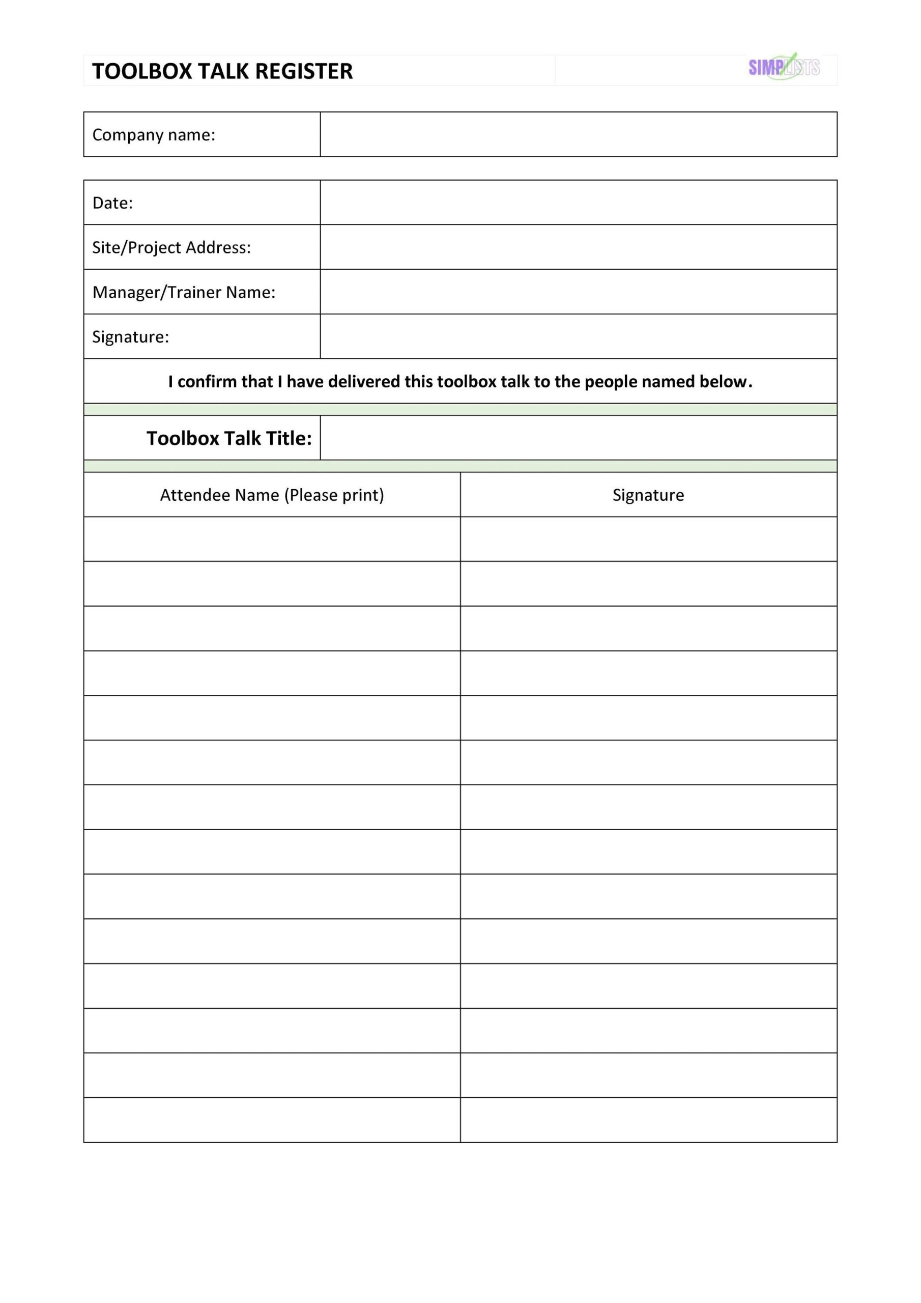 PDF Toolbox Talk Register Download