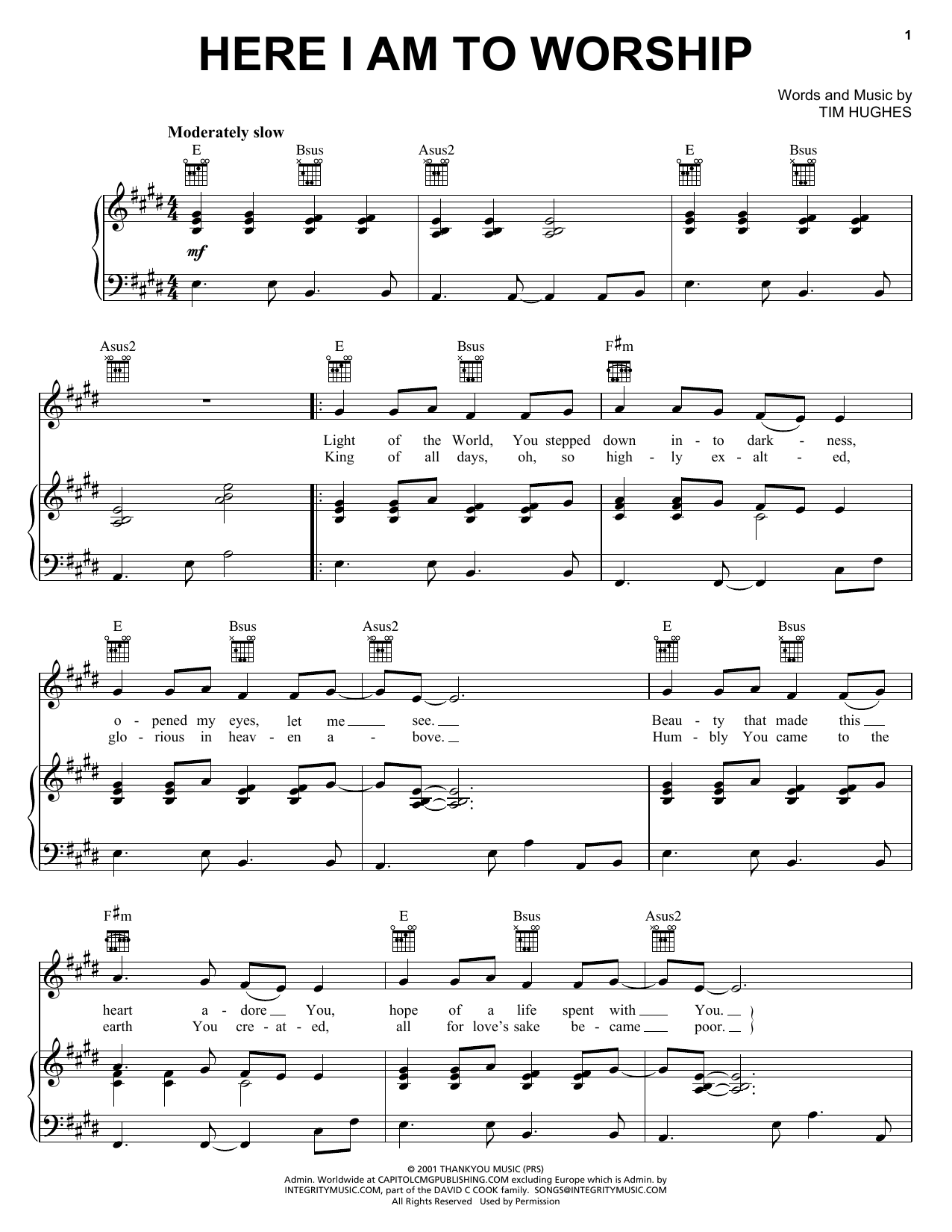 Phillips Craig U0026 Dean Here I Am To Worship Sheet Music Notes Chords Download Printable Guitar Chords Lyrics PDF Score SKU 83958