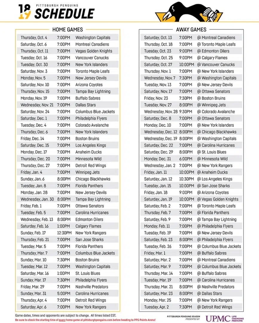 Pittsburg Penguins Schedule Pdf Arsonandhockeys Ko fi Shop Ko Worksheets Library